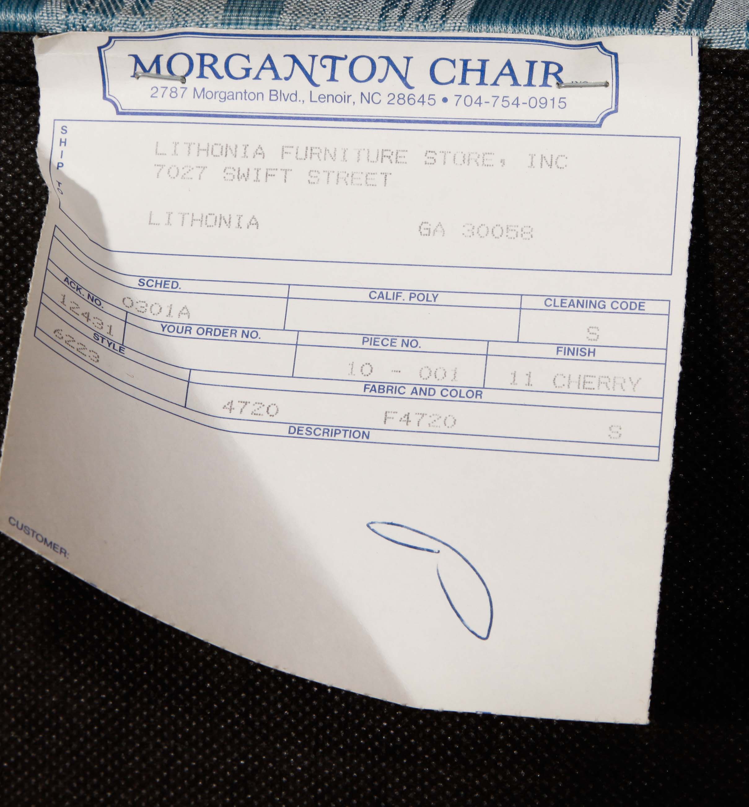 Blue Wing Back Chair by Morganton Chair