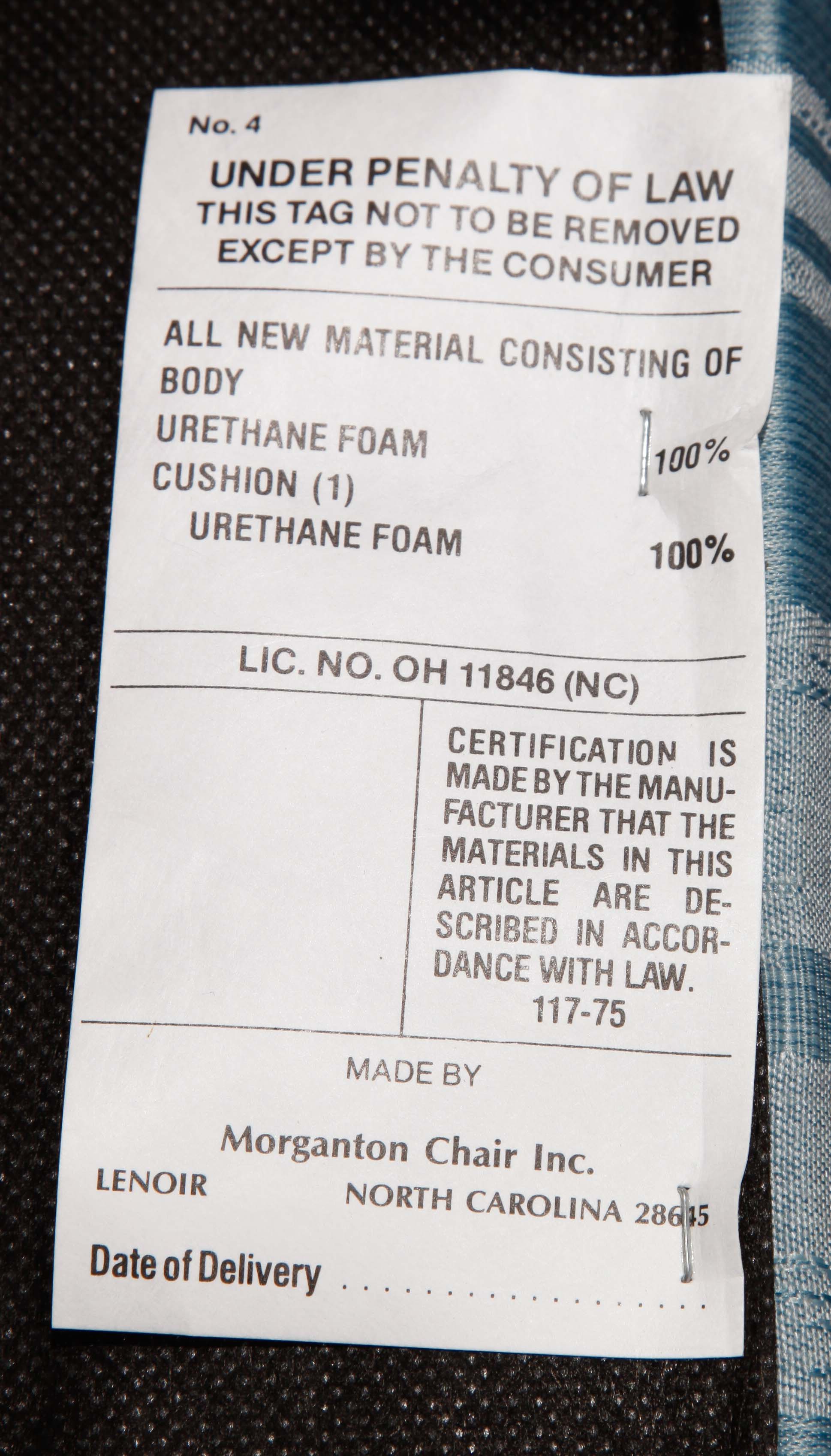 Blue Wing Back Chair by Morganton Chair