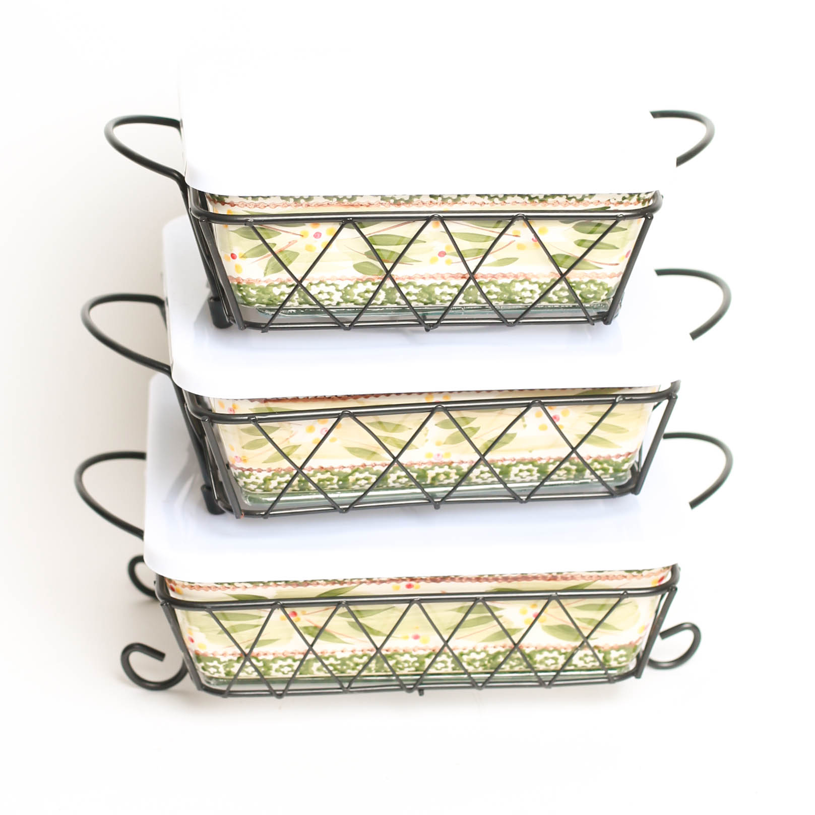 Trio of Temp-Tations Presentable Bakeware Dishes with Metal Racks