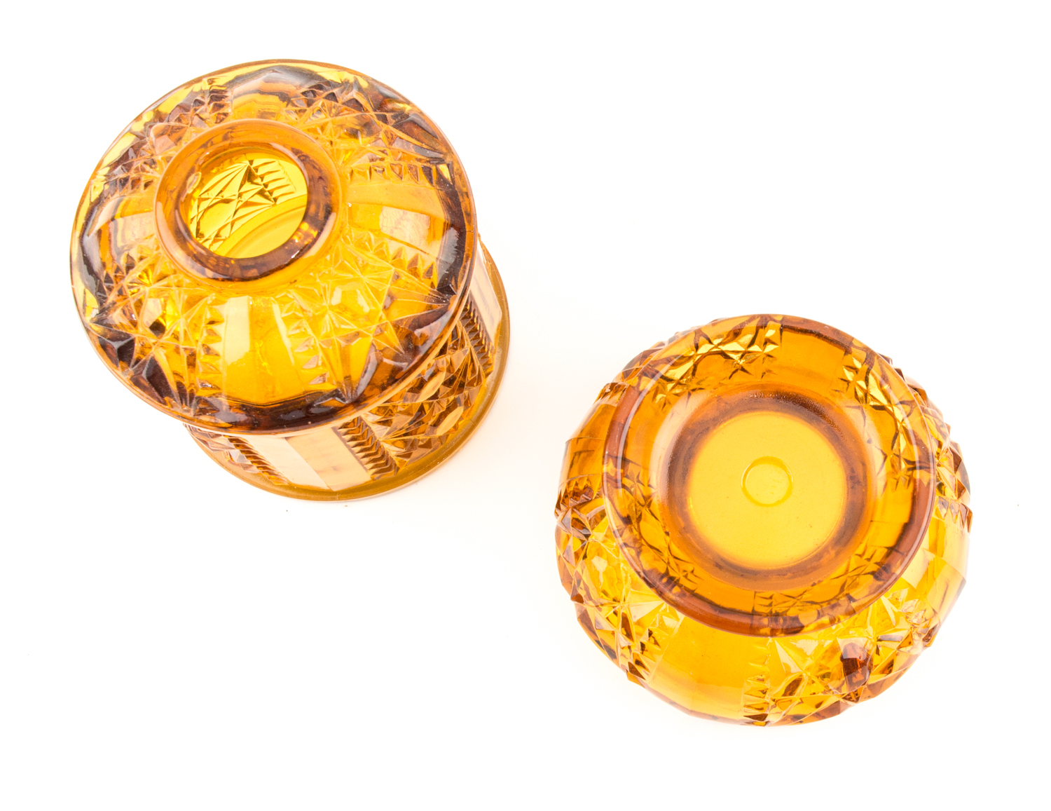 Selection of Vintage Amber Glass Including a Fairy Lamp