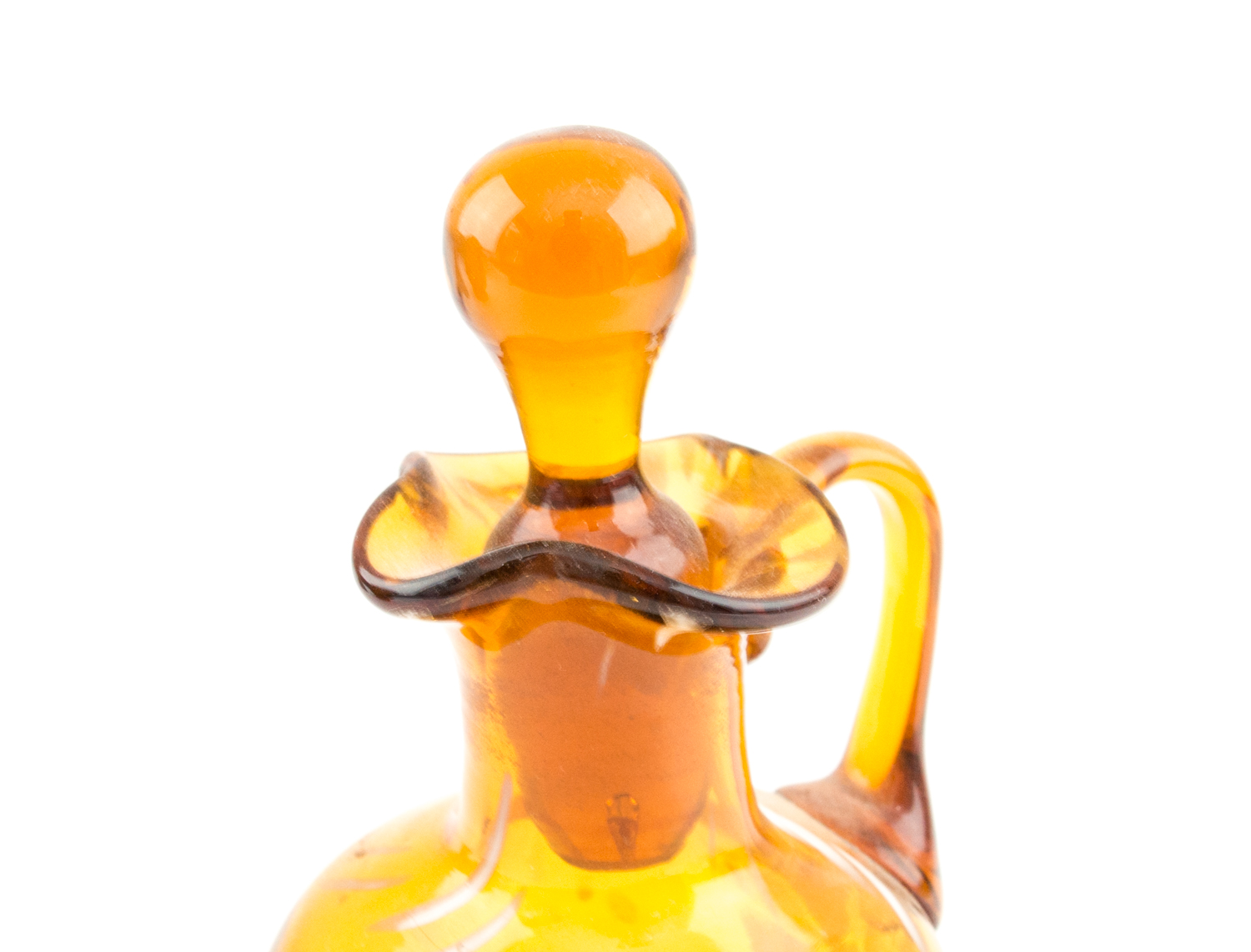 Selection of Vintage Amber Glass Including a Fairy Lamp