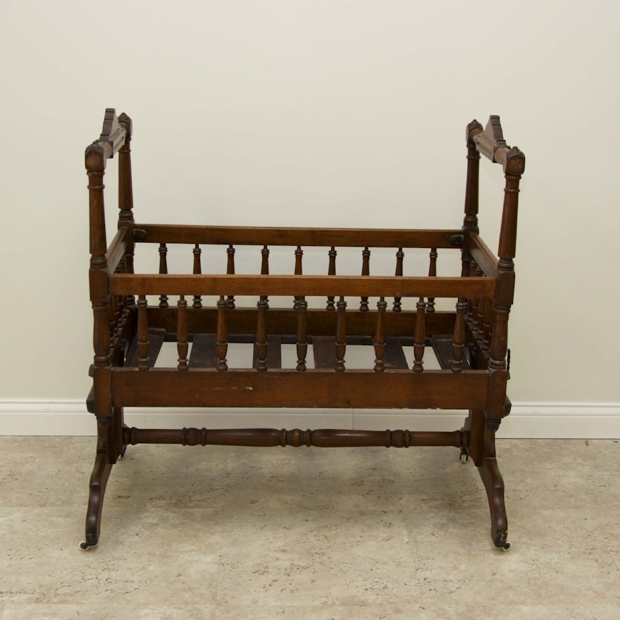 Antique Rocking Cradle on Wheels