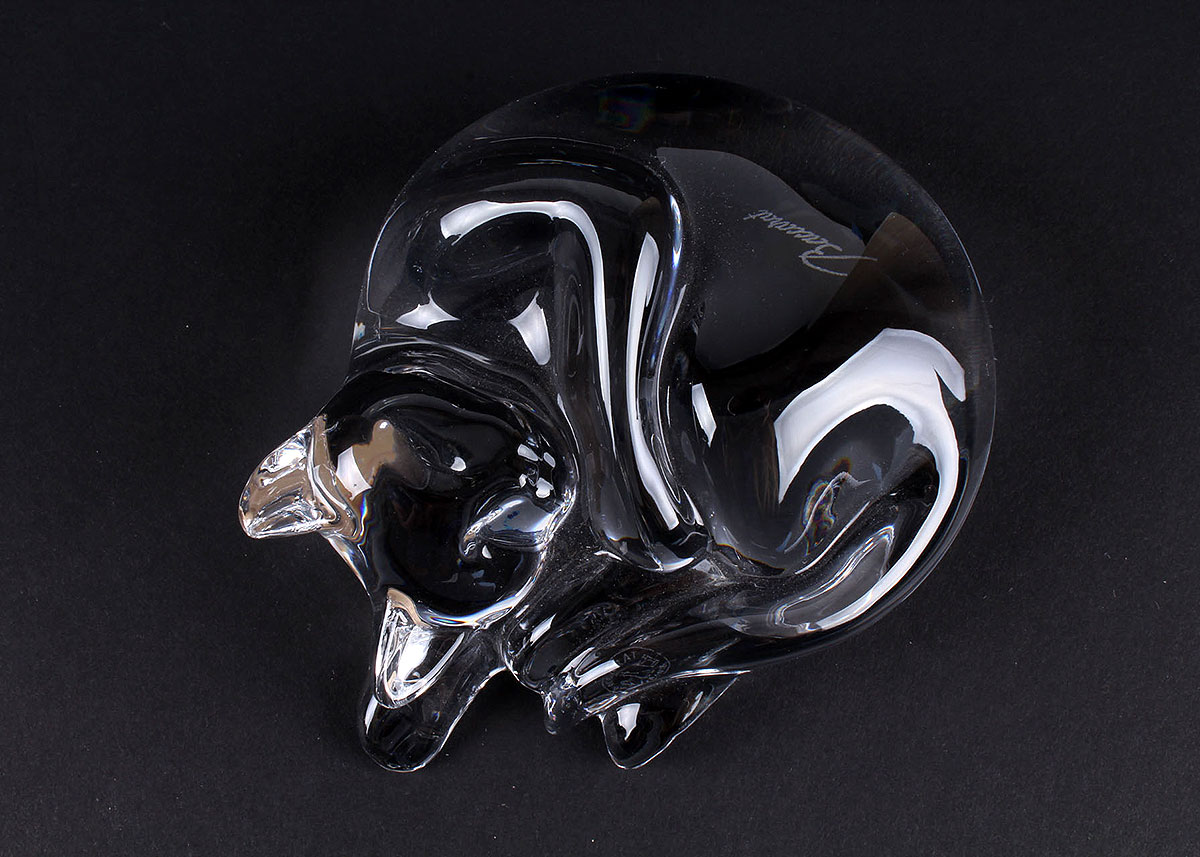 Pair of Baccarat Crystal Cat Figurines