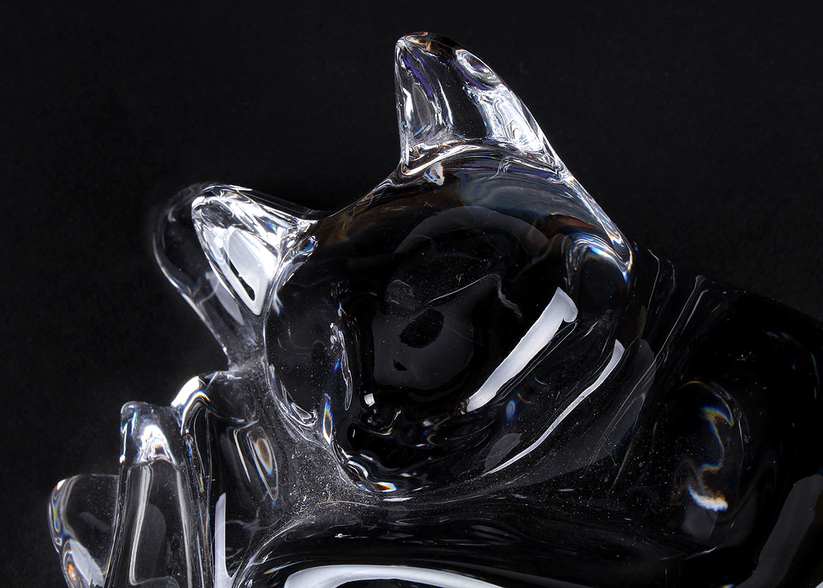 Pair of Baccarat Crystal Cat Figurines