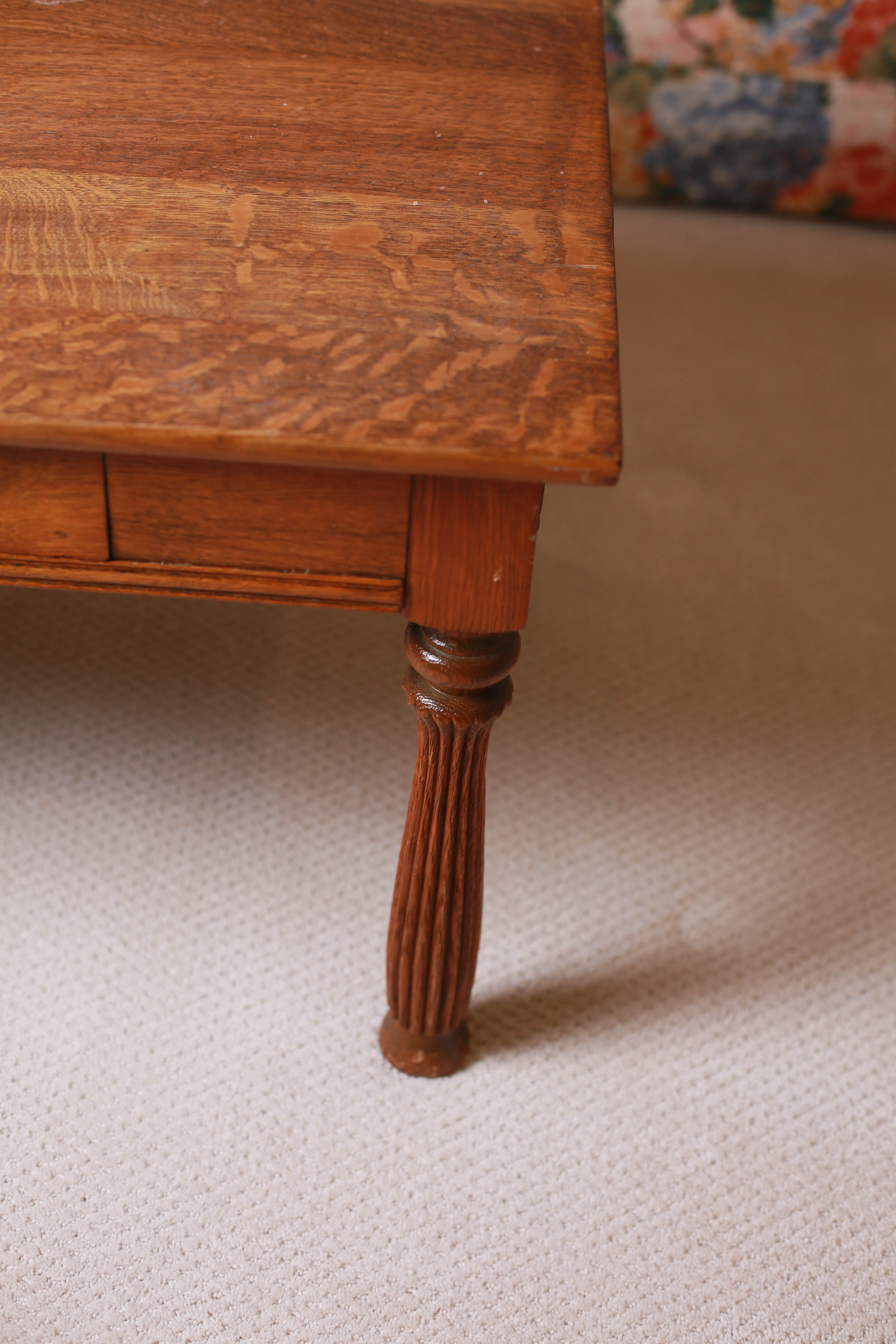 Vintage Coffee Table with Fluted Legs