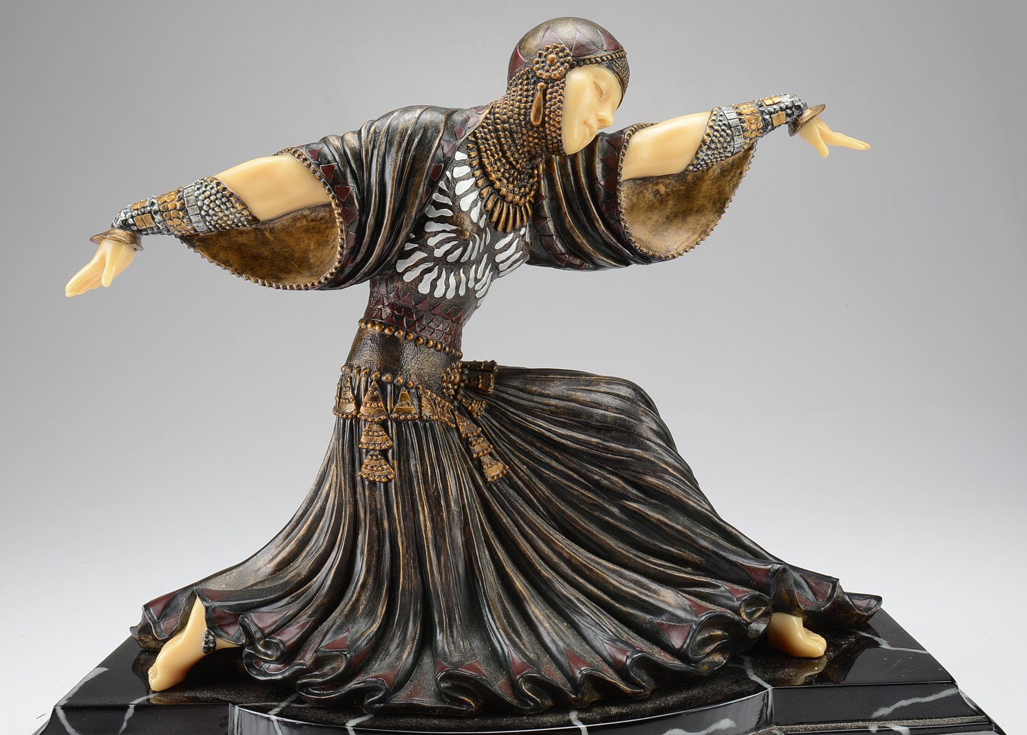 Resin Reproduction Sculpture After Dimitri Chiparus' "The Obeisance"