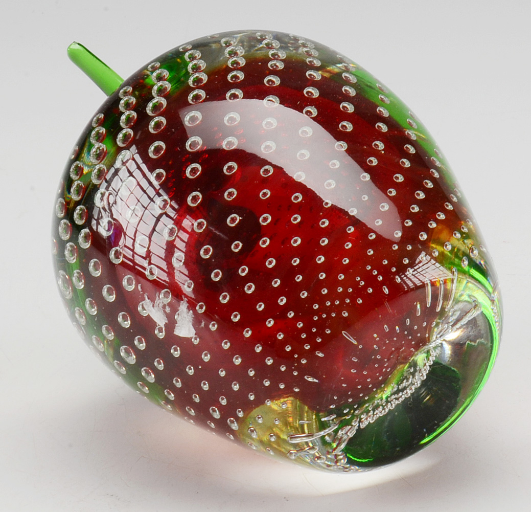 Art Glass Apple and Elephant Paperweights