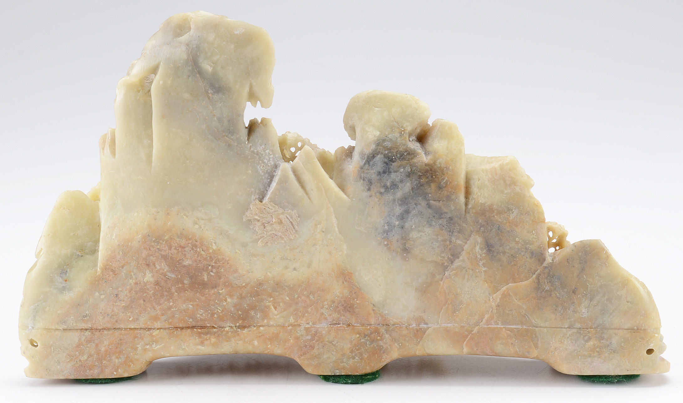 Chinese Carved Soapstone of Mountain Village on Stand