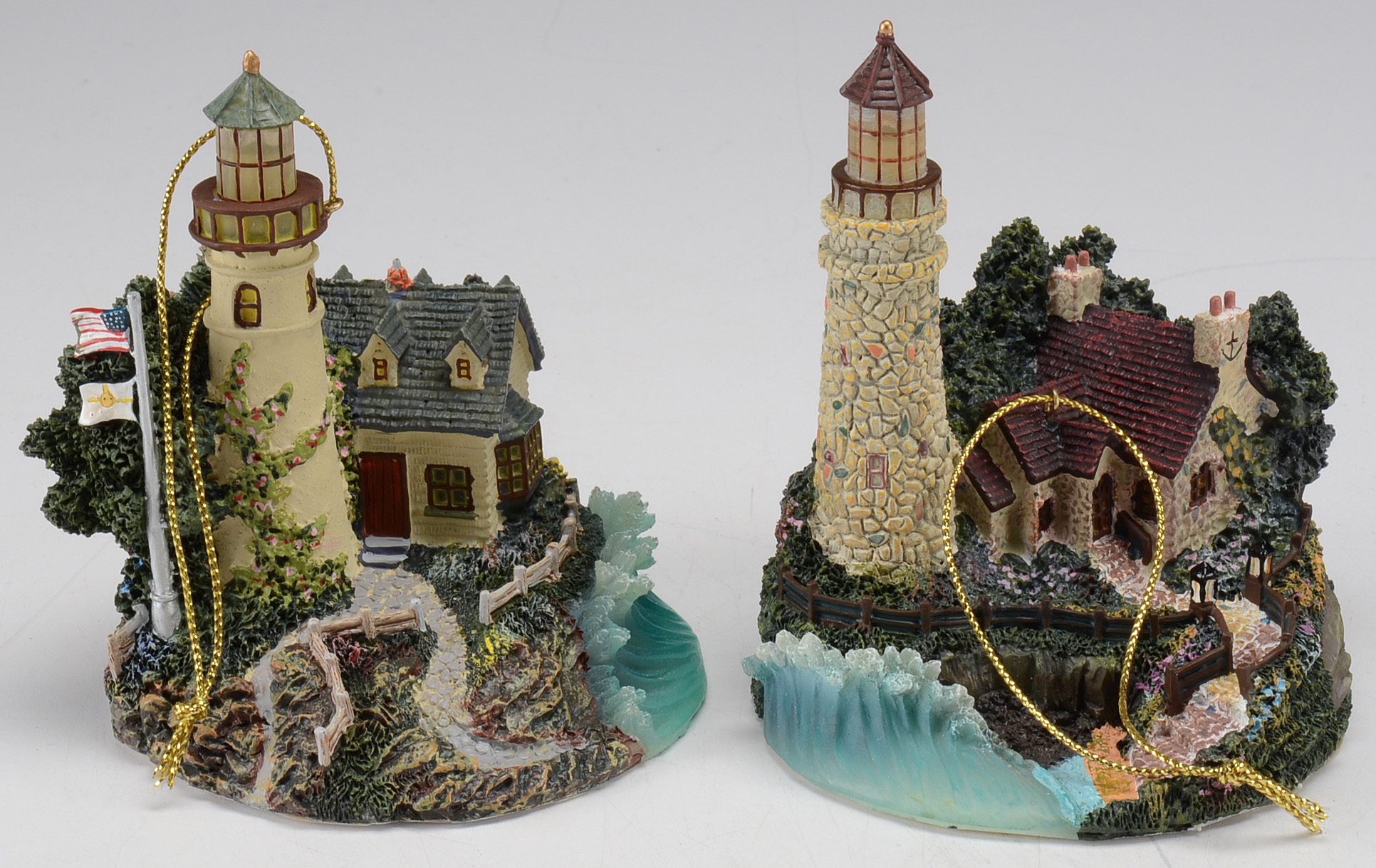 Set of Eight Thomas Kinkade Illuminated Ornament Collection