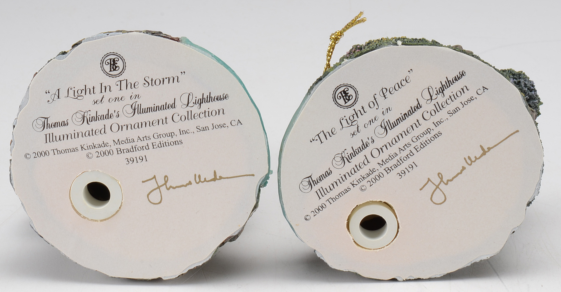 Set of Eight Thomas Kinkade Illuminated Ornament Collection