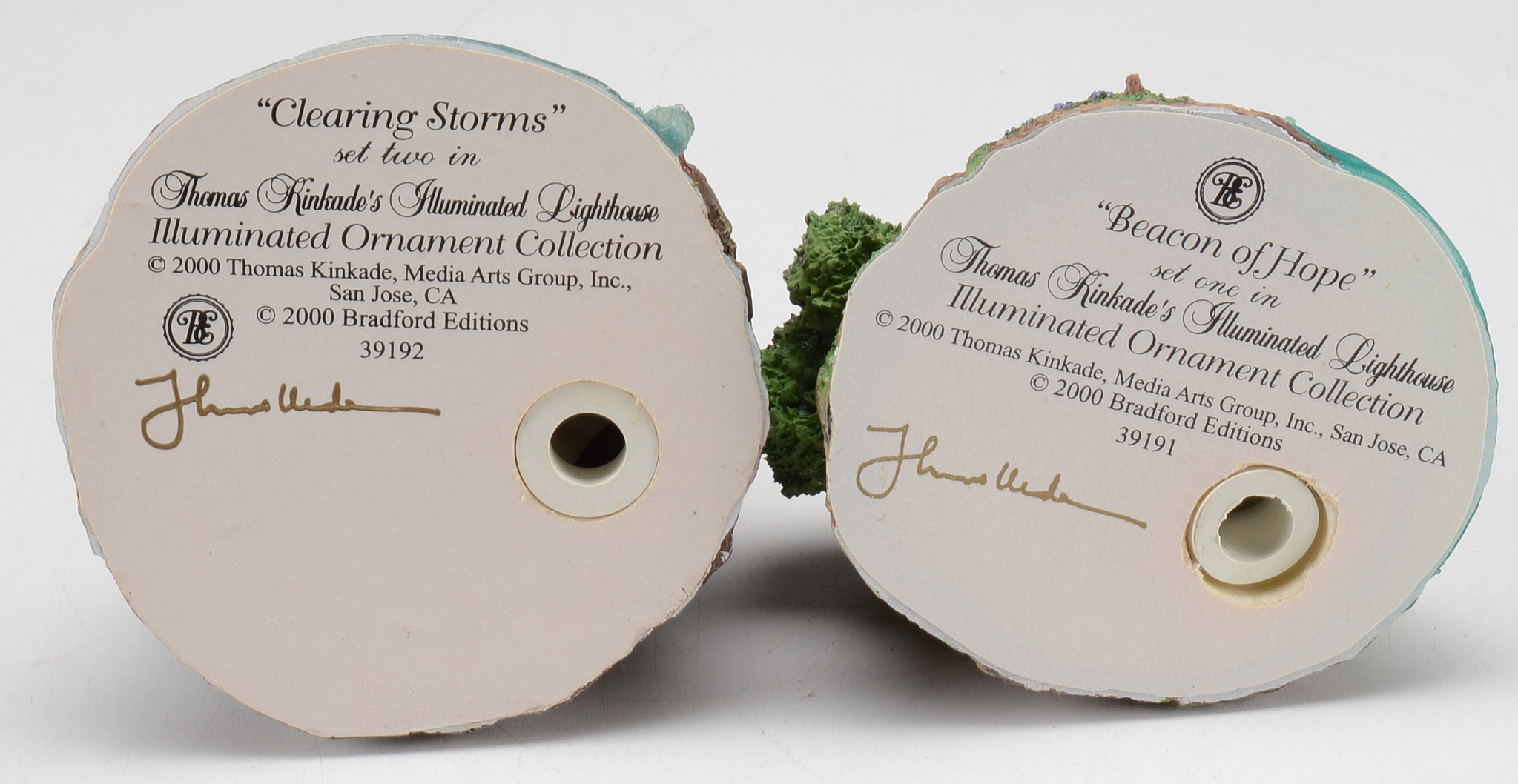 Set of Eight Thomas Kinkade Illuminated Ornament Collection