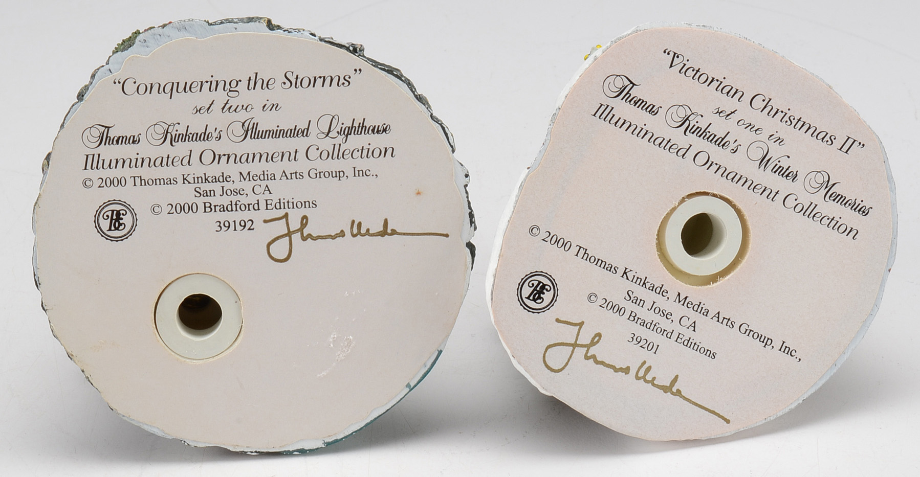 Set of Eight Thomas Kinkade Illuminated Ornament Collection