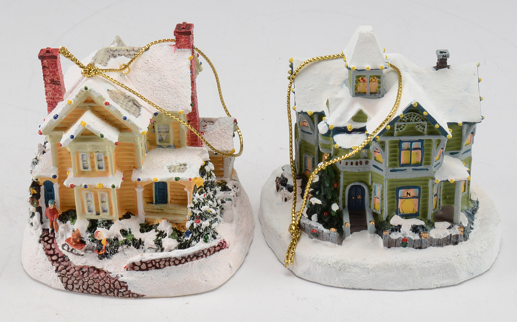 Set of Eight Thomas Kinkade Illuminated Ornament Collection