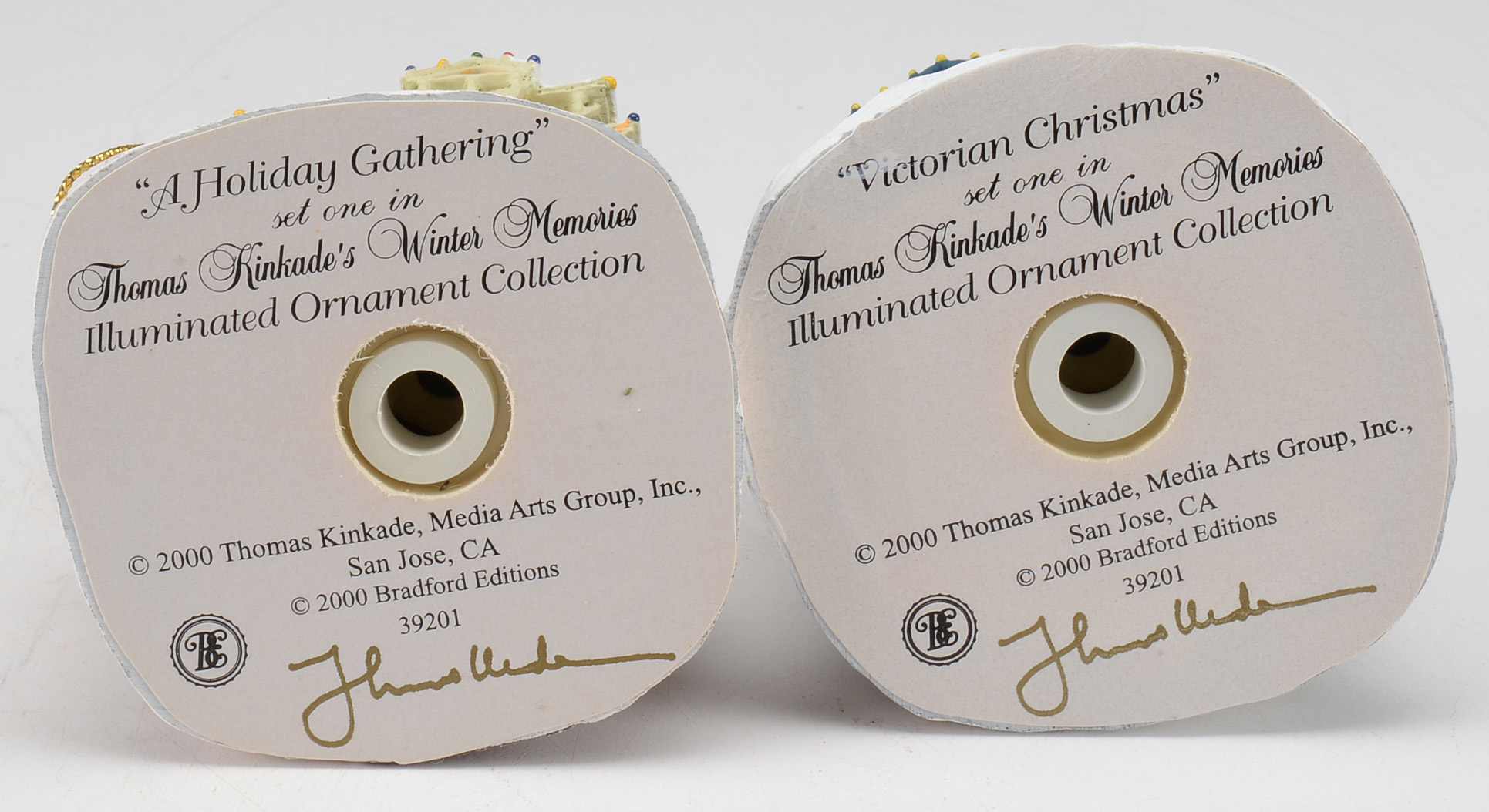 Set of Eight Thomas Kinkade Illuminated Ornament Collection