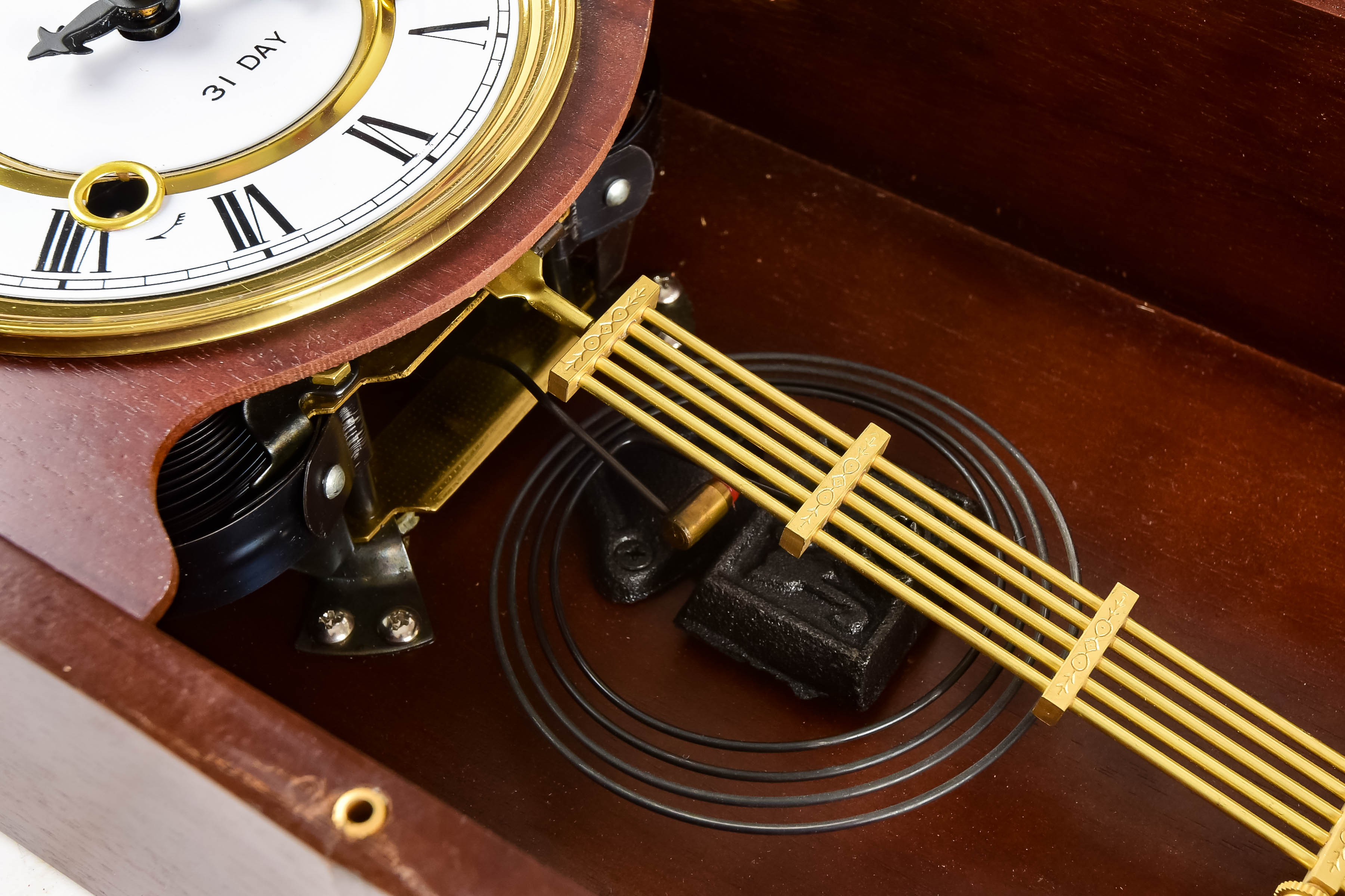 Mahogany Finish 31 Day Wall Clock