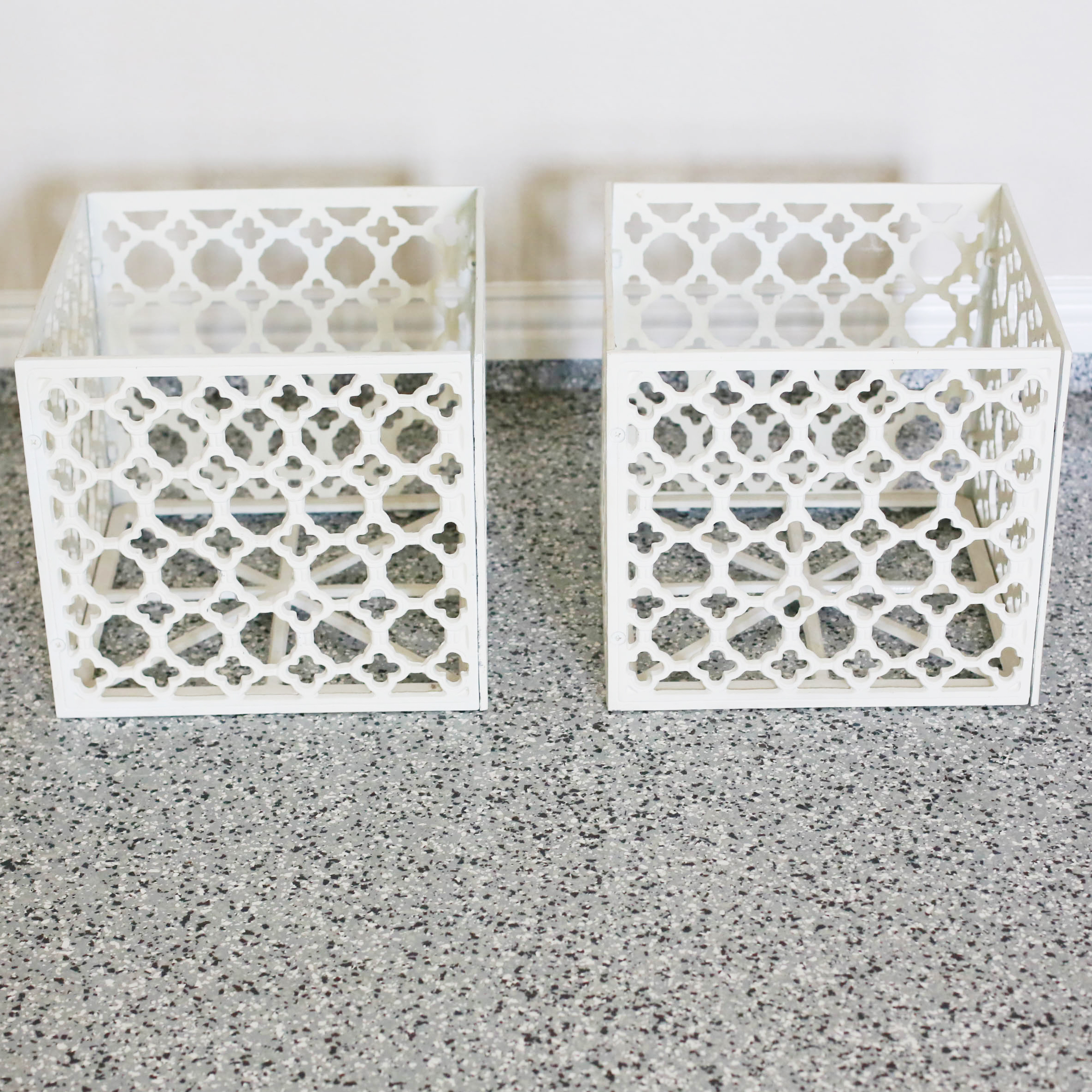 White Cast Iron Quatrefoil Planters