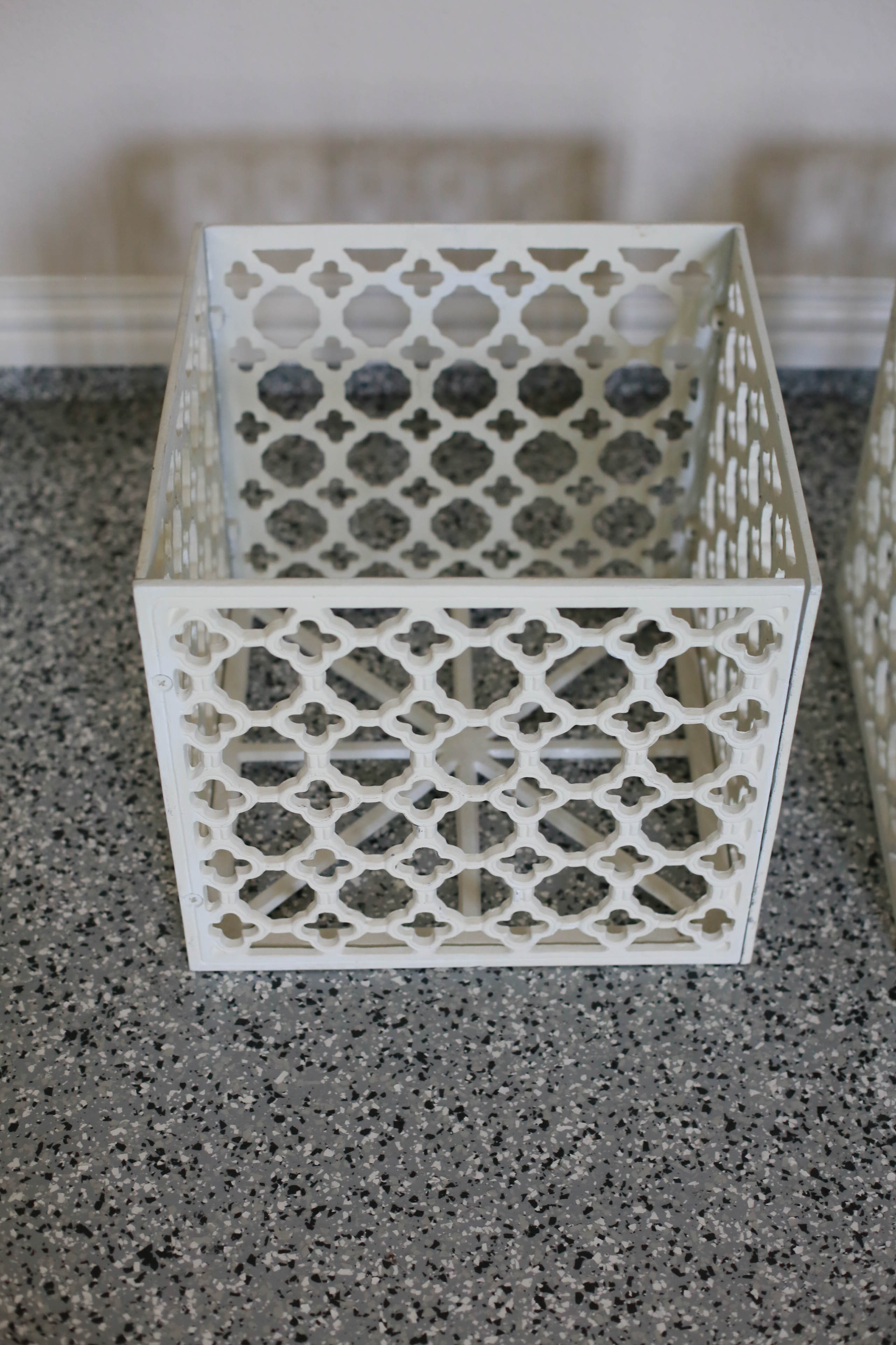 White Cast Iron Quatrefoil Planters