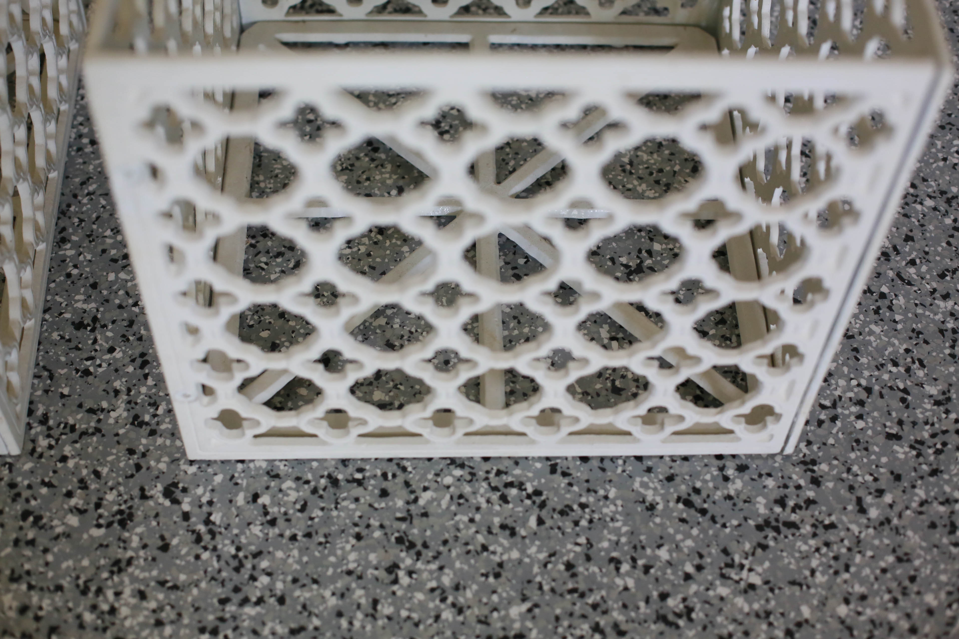 White Cast Iron Quatrefoil Planters