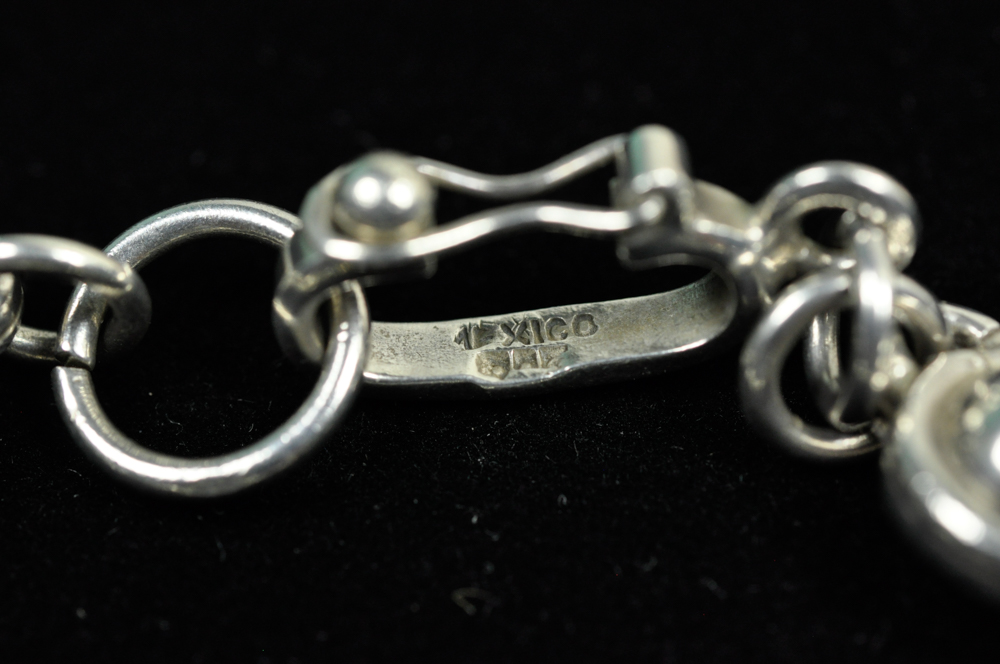 Mexican Sterling Silver Saturn Bead Link Bracelet