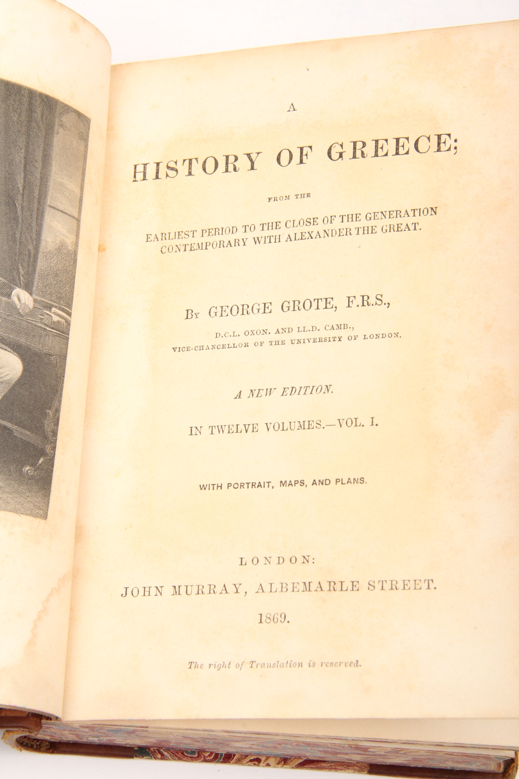 Twelve Volume Set of "The History of Greece" by George Grote 1869