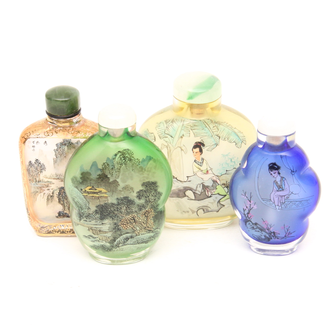 Grouping of Reverse Painted Chinese Glass Snuff Bottles