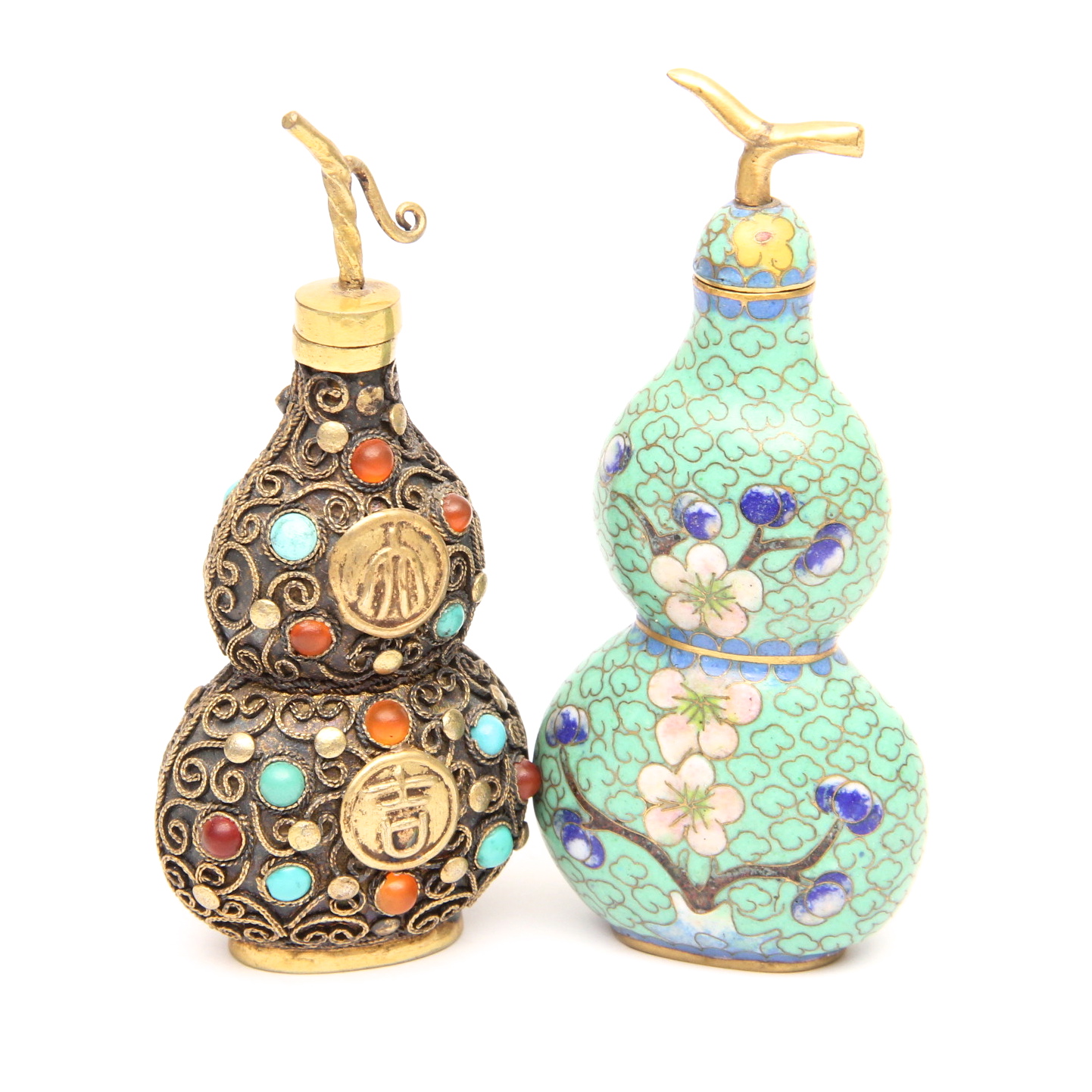 Pair of Chinese Double Gourd Shaped Snuff Bottles