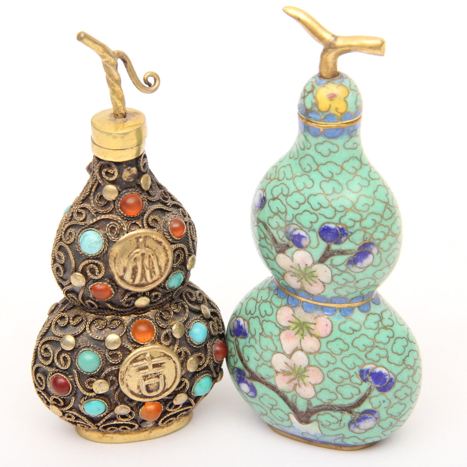 Pair of Chinese Double Gourd Shaped Snuff Bottles