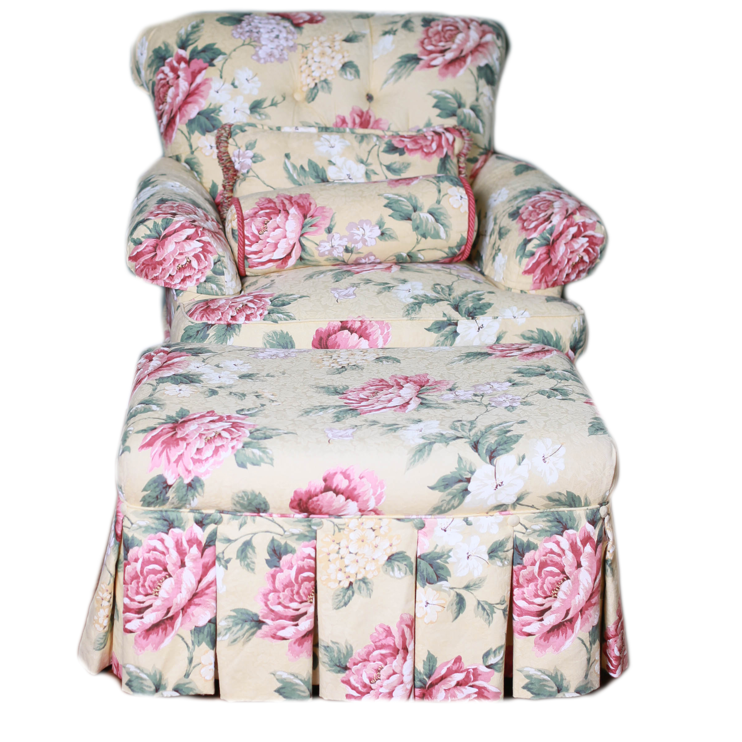 Floral  Arm Chair and Ottoman