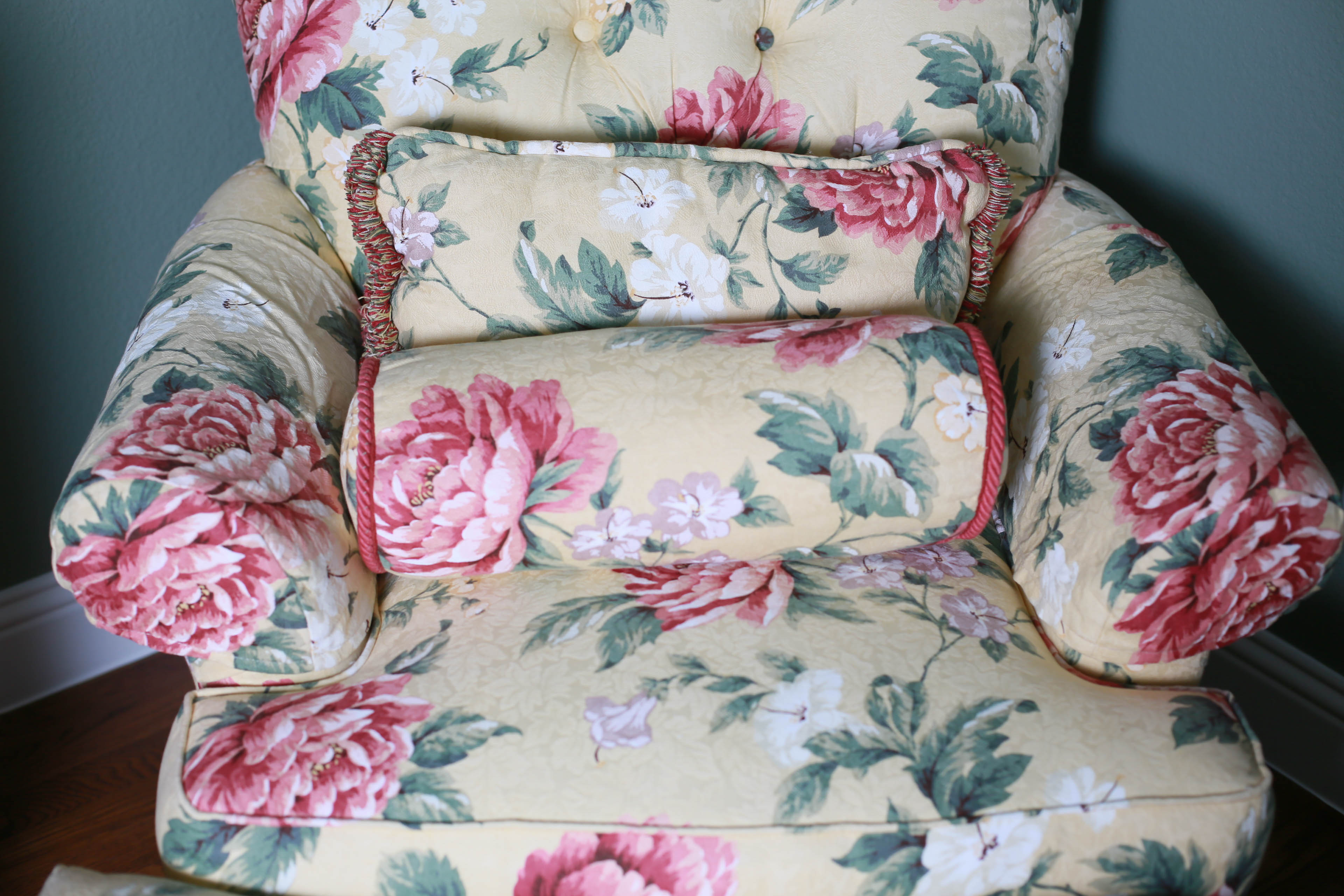 Floral  Arm Chair and Ottoman