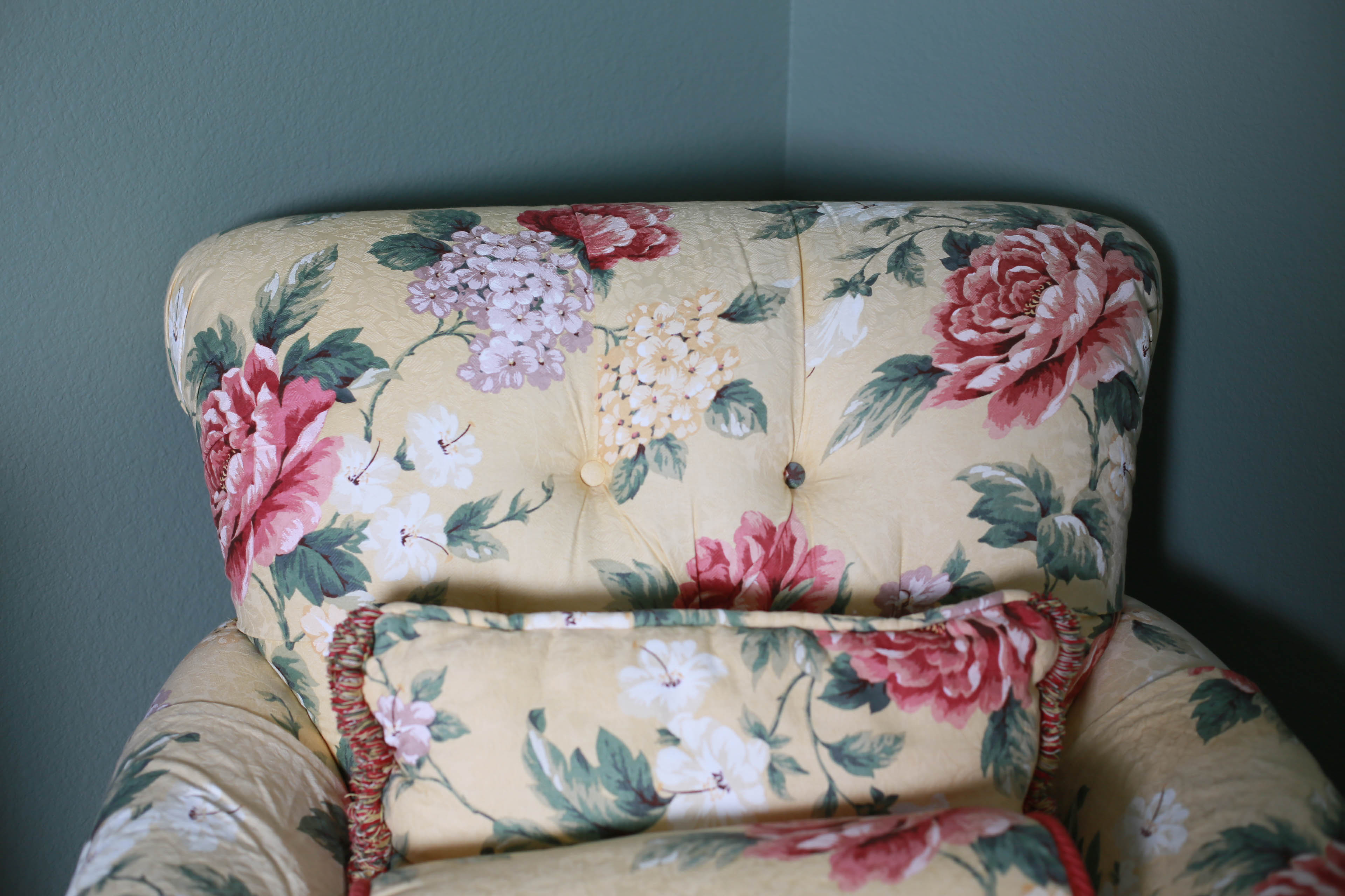 Floral  Arm Chair and Ottoman