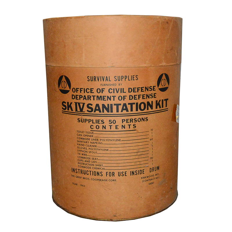 Vintage Office of Civil Defense Survival Supplies Drum (Empty)