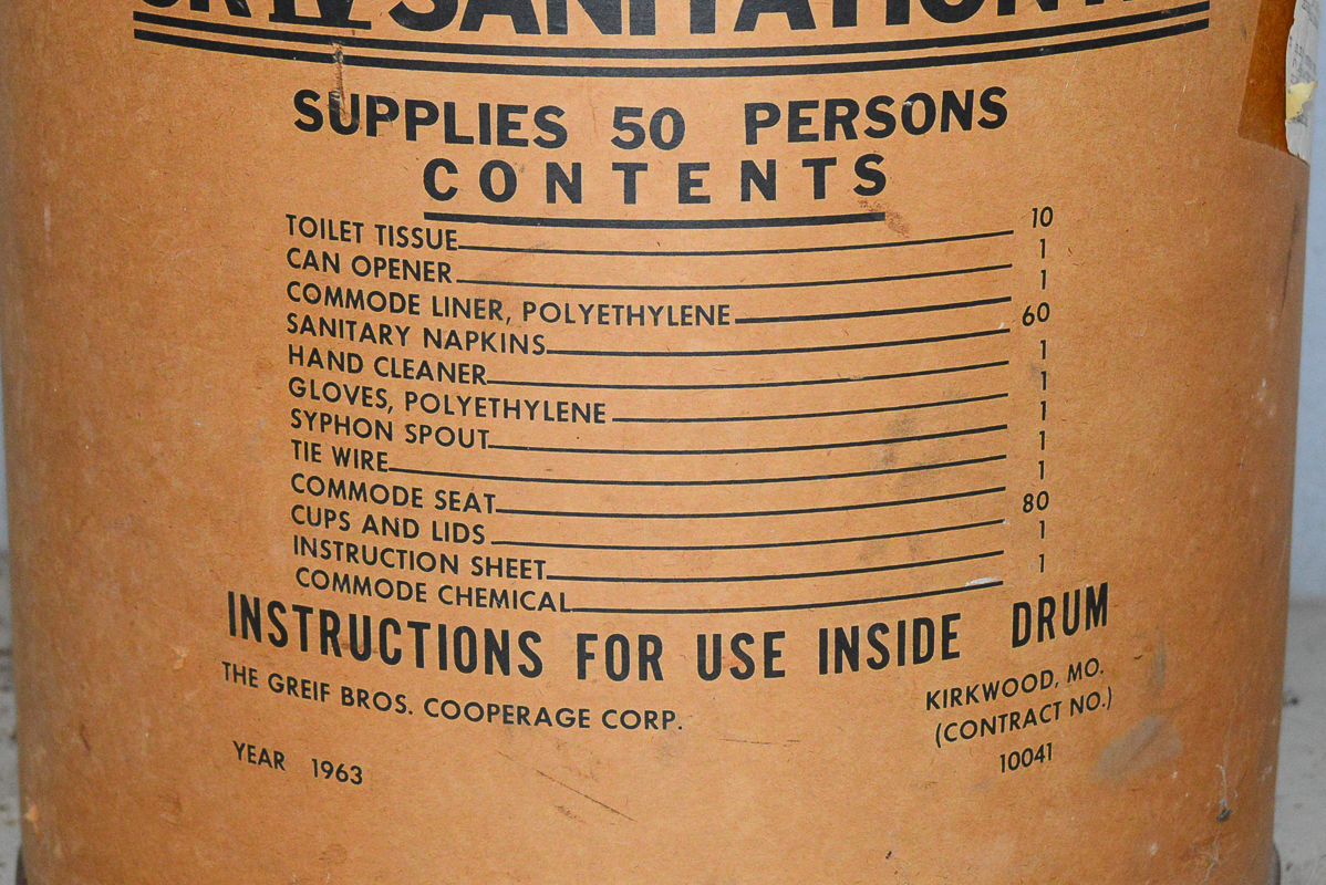 Vintage Office of Civil Defense Survival Supplies Drum (Empty)