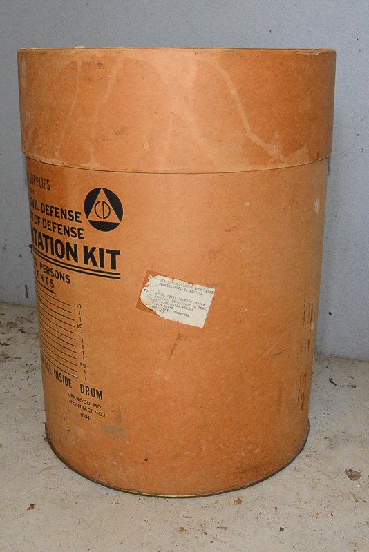 Vintage Office of Civil Defense Survival Supplies Drum (Empty)