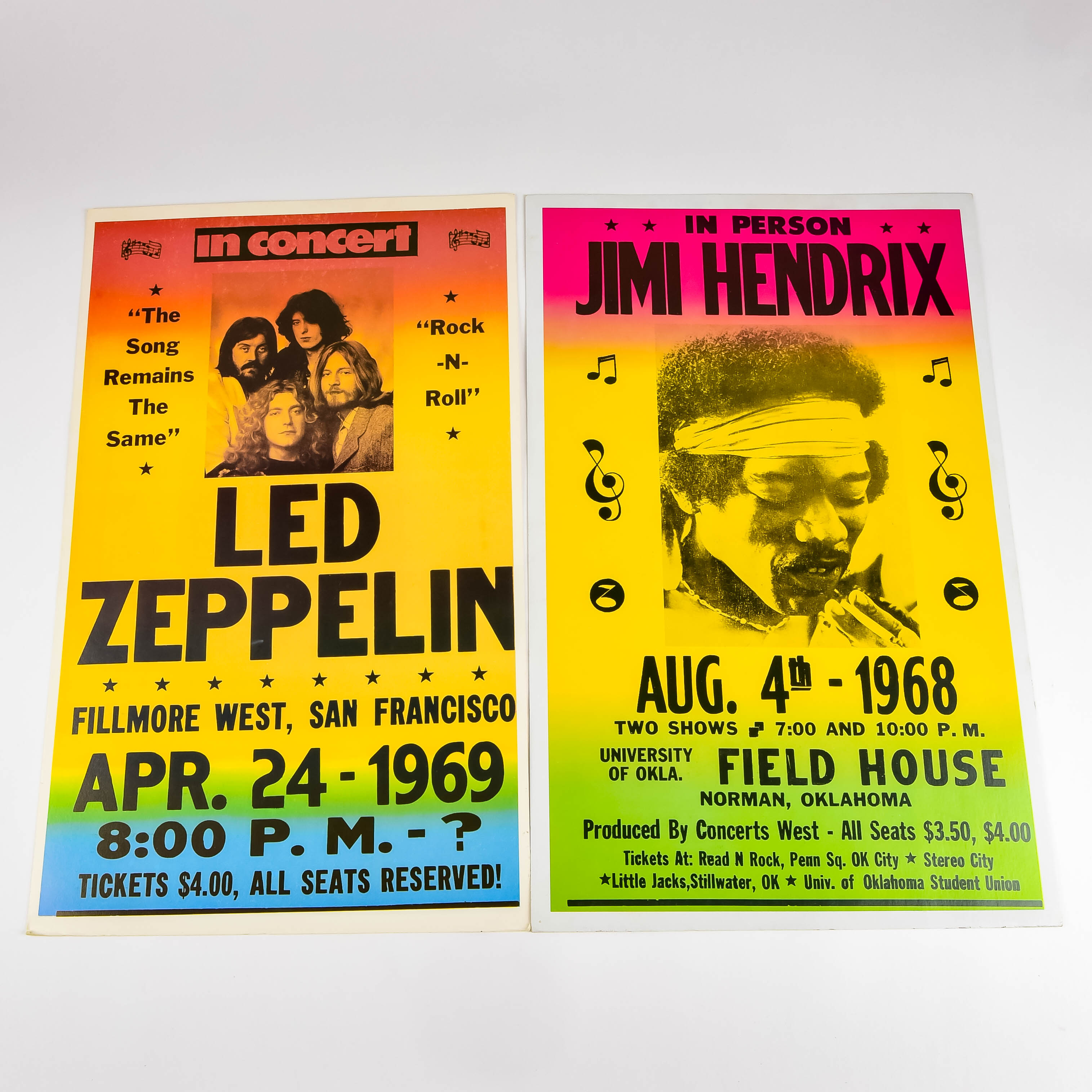 Jimi Hendrix and Led Zeppelin Concert Poster Pair