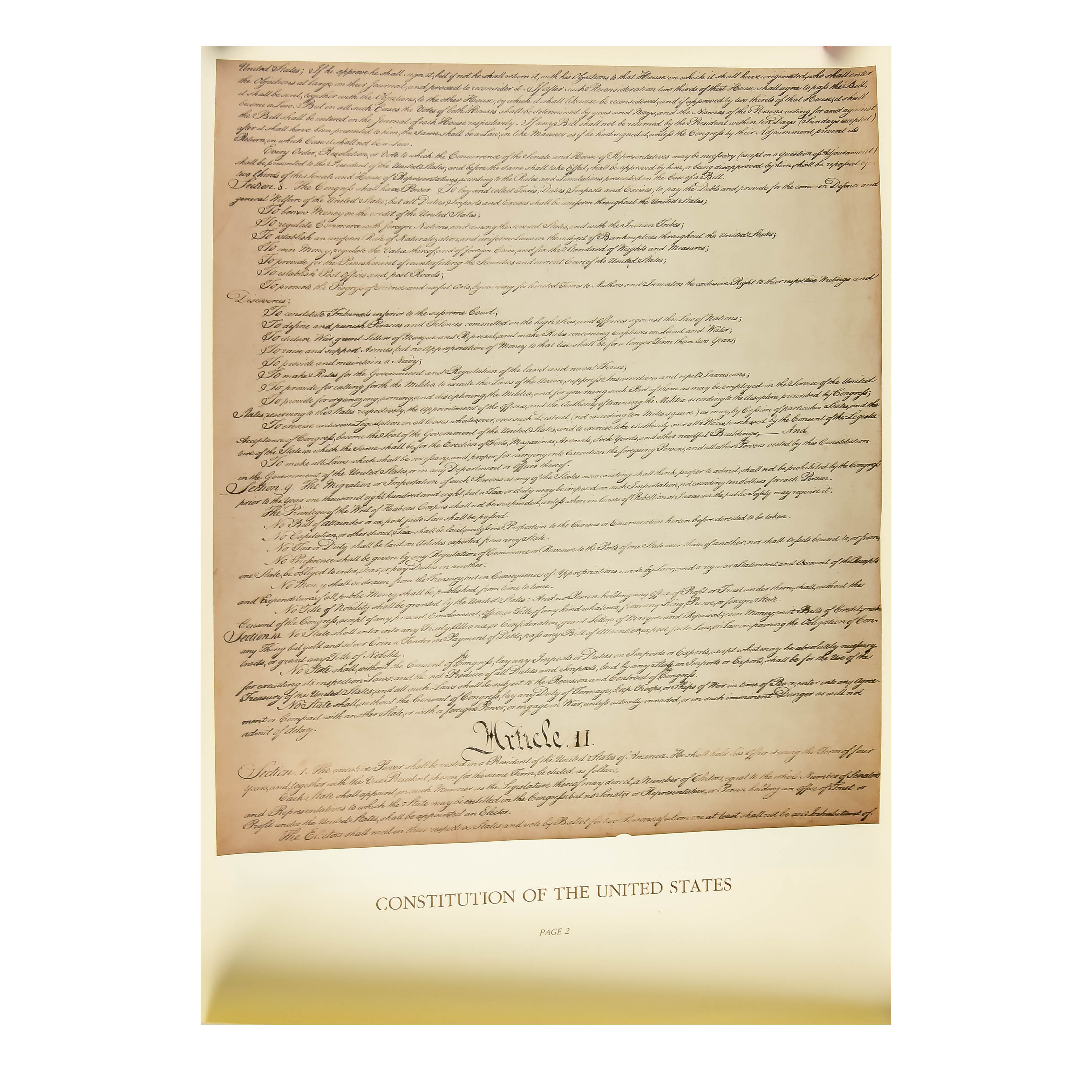 Reproduction Posters of the Constitution of the United States of America