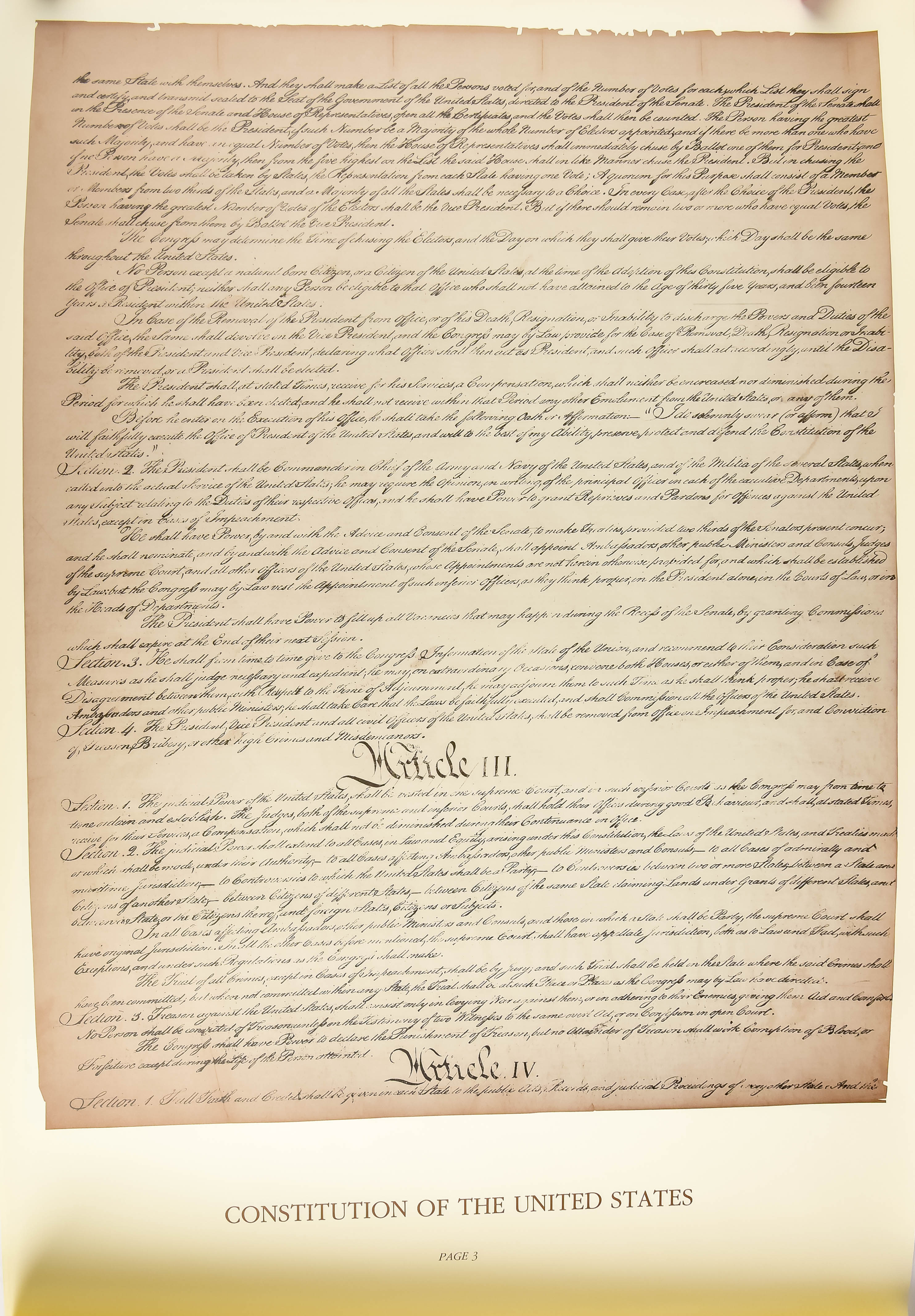 Reproduction Posters of the Constitution of the United States of America