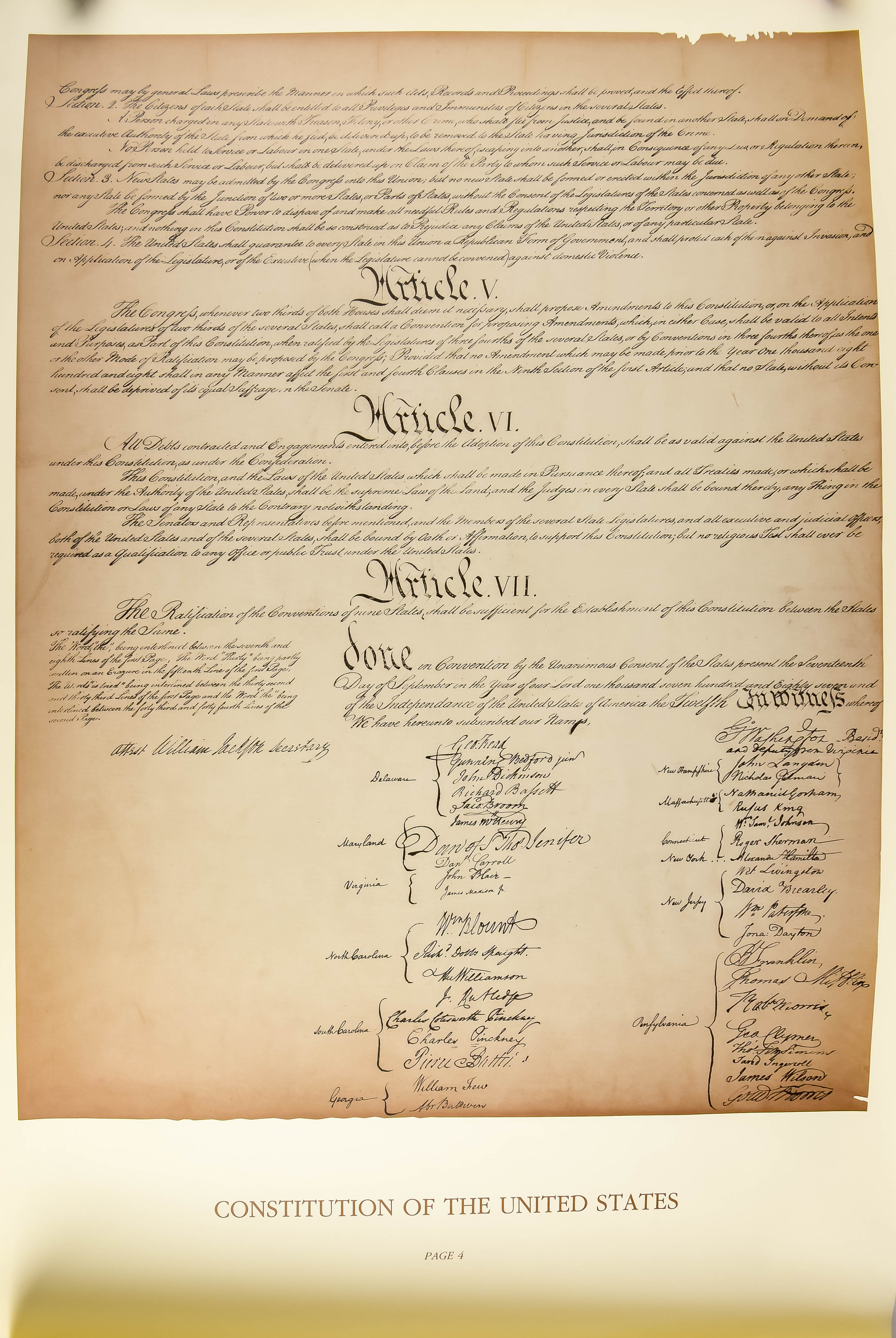 Reproduction Posters of the Constitution of the United States of America