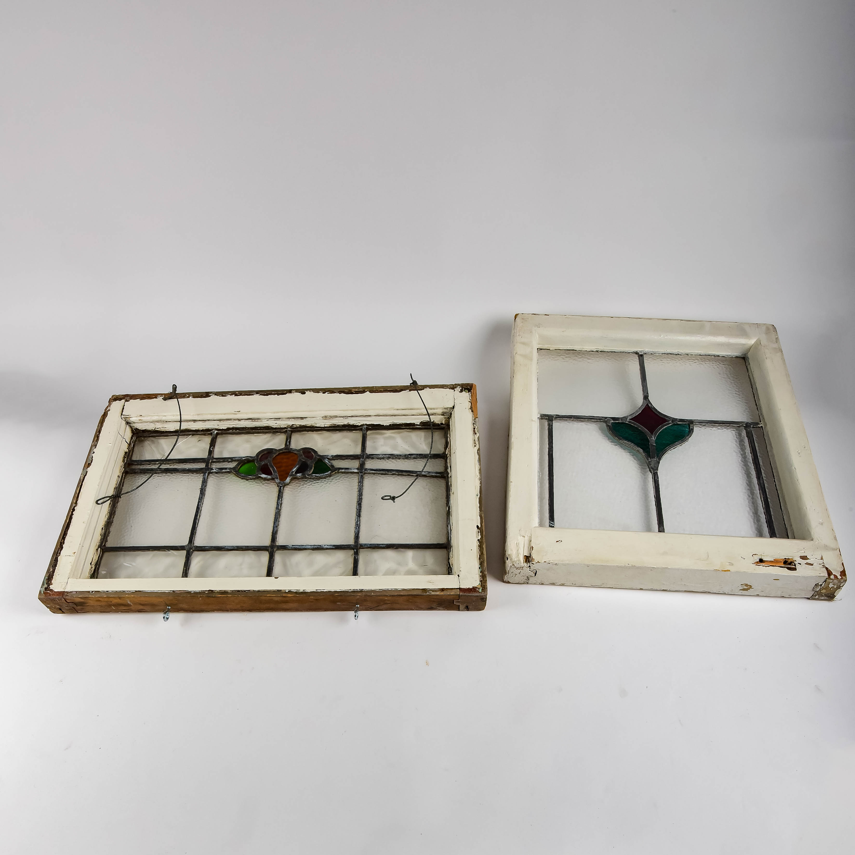 Pair of Leaded Glass Windows