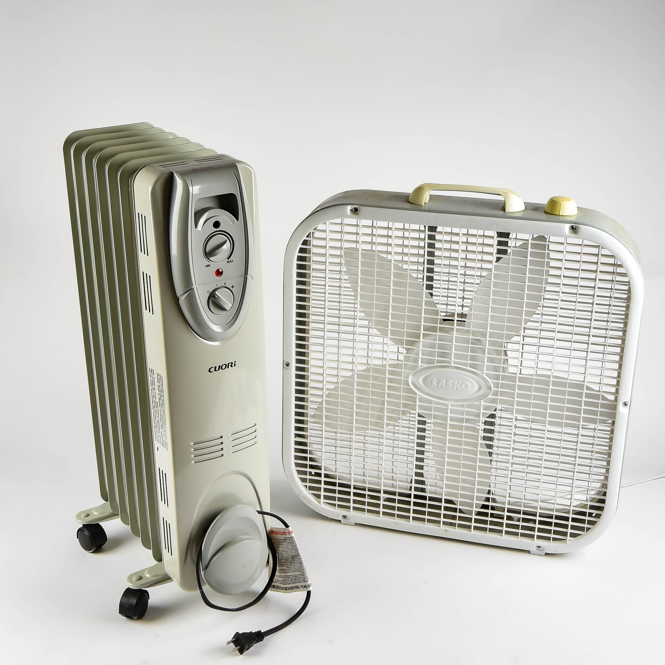 Lasko Box Fan and Cuori Space Heater