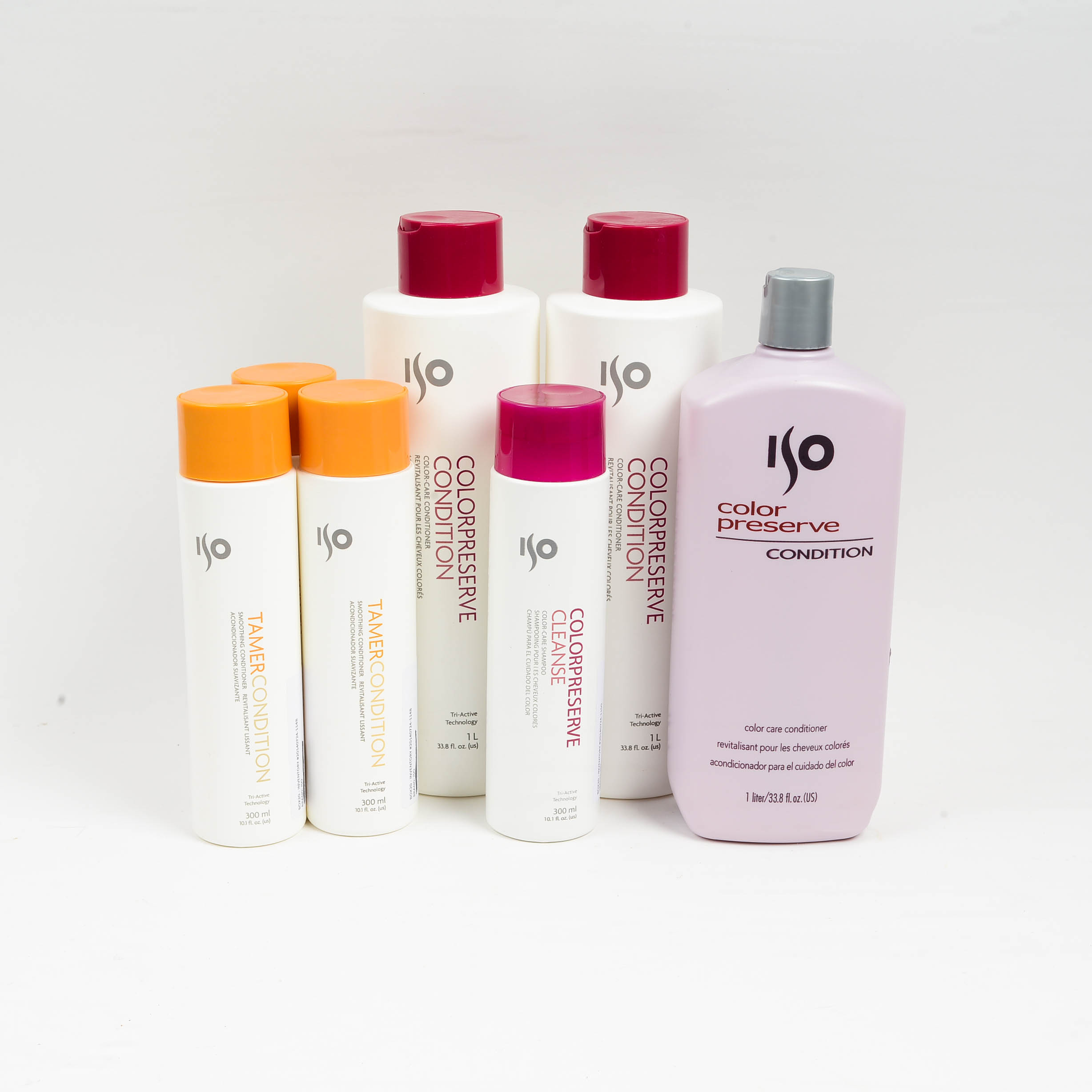 Collection of Seven ISO Colorpreserve and Tamer Hair Care Products