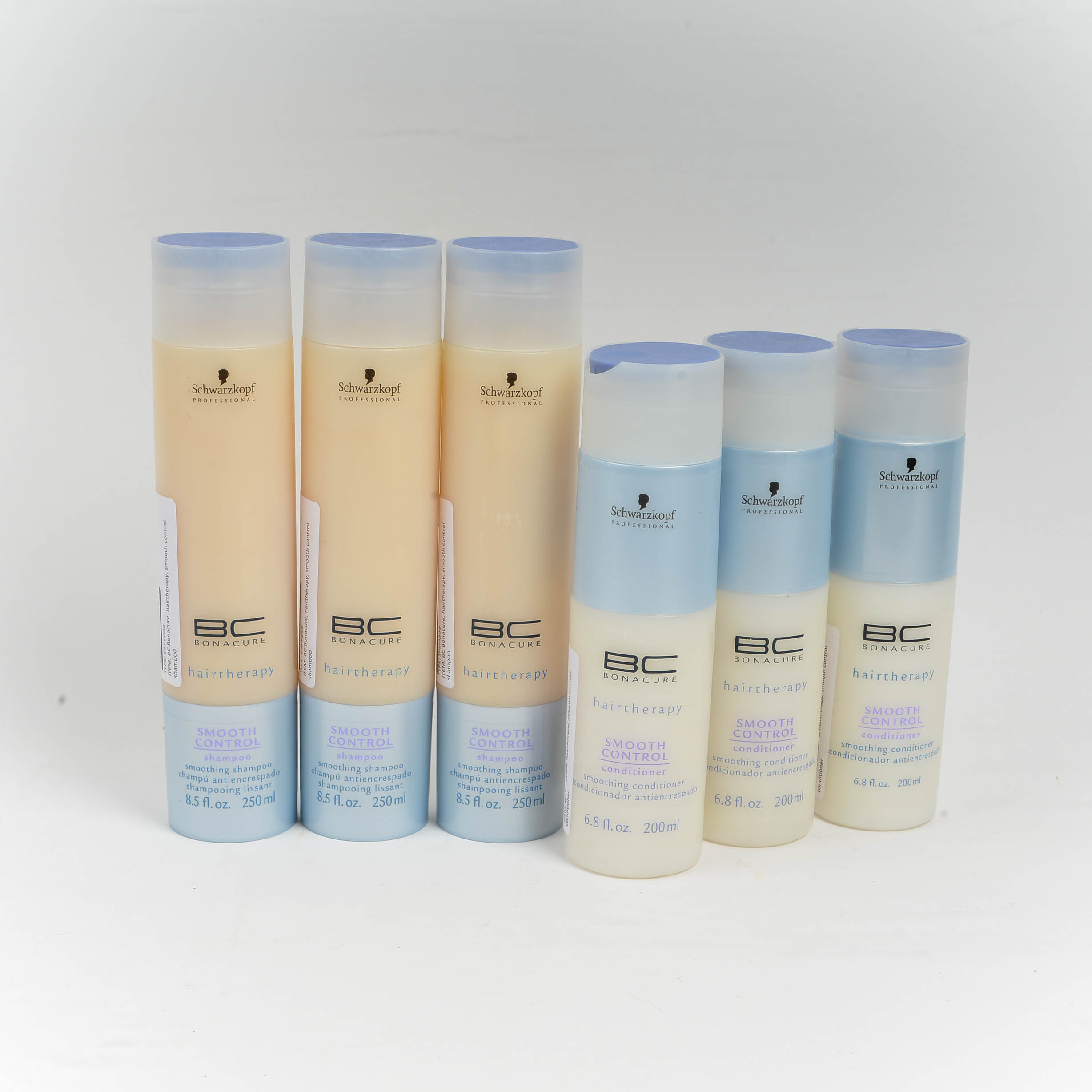 Collection of Six Schwarzkopf BC Bonacure Hairtherapy Smooth Control Shampoo and Conditioner