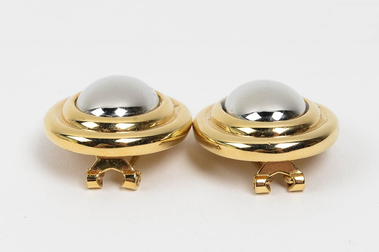Vintage Oval Two Toned Costume Earrings