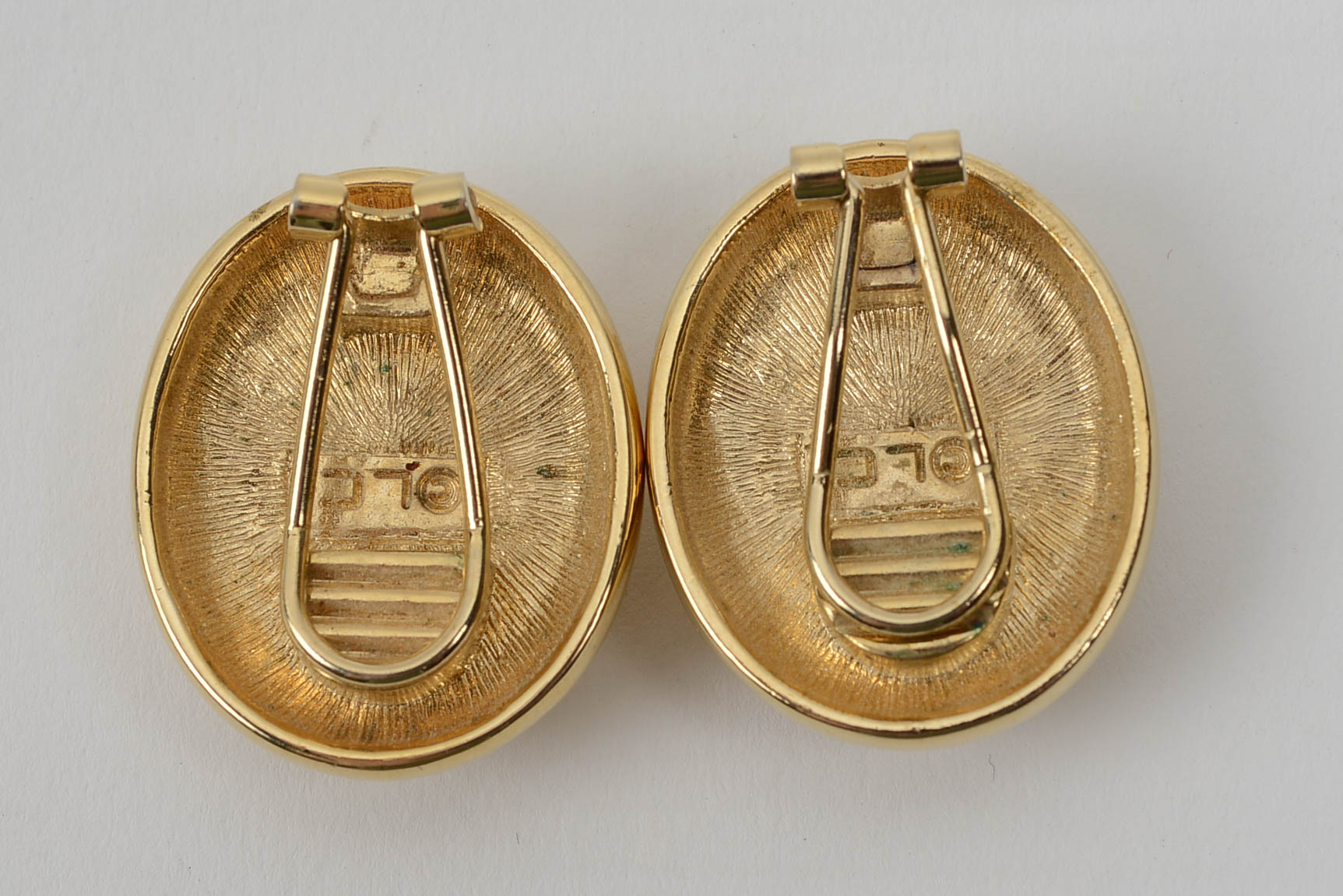 Vintage Oval Two Toned Costume Earrings