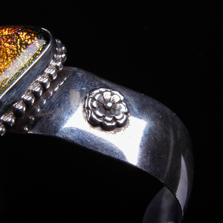Sterling Silver and Dichroic Glass Cuff Bracelet