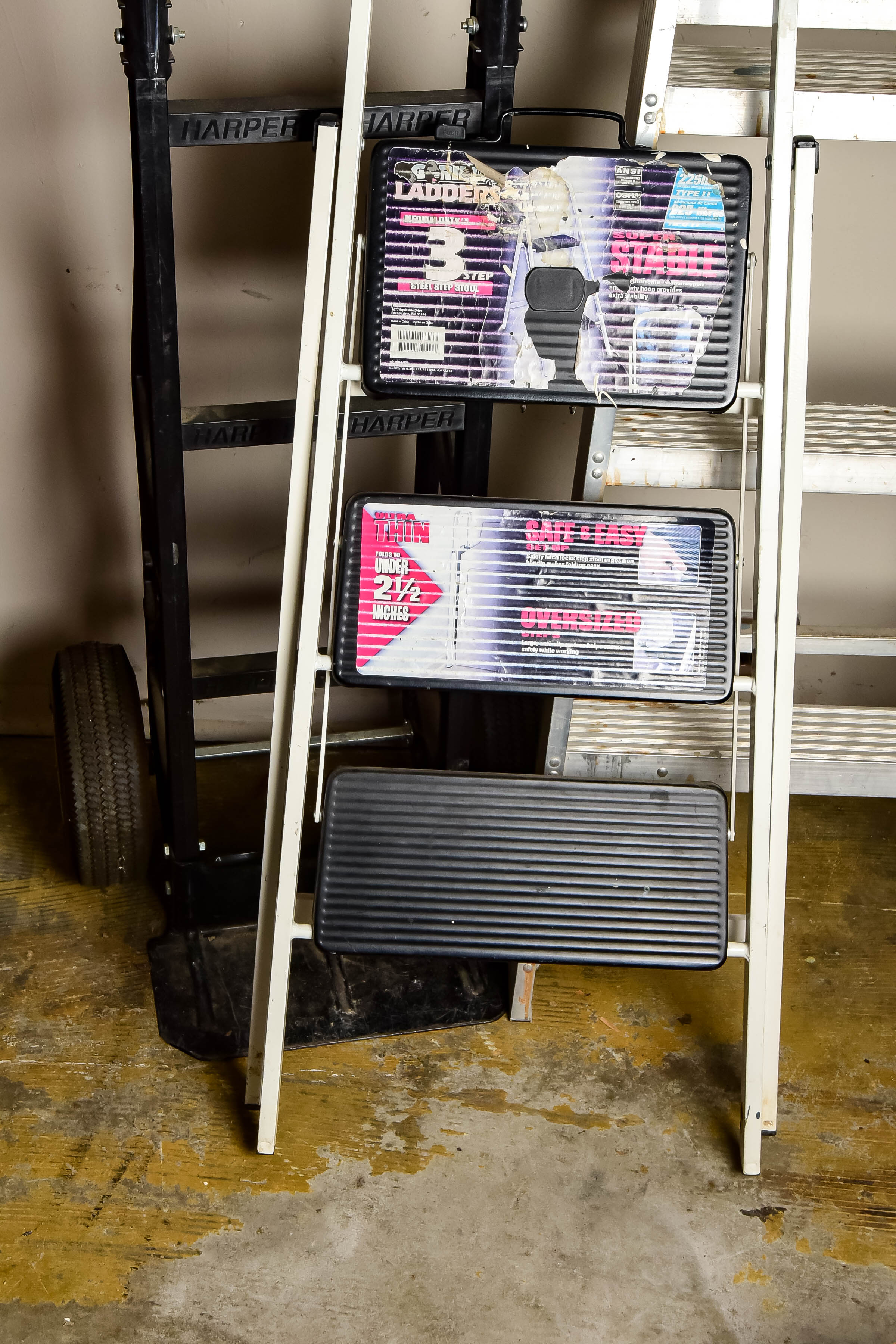 A Harper Hand Truck with Two Ladders