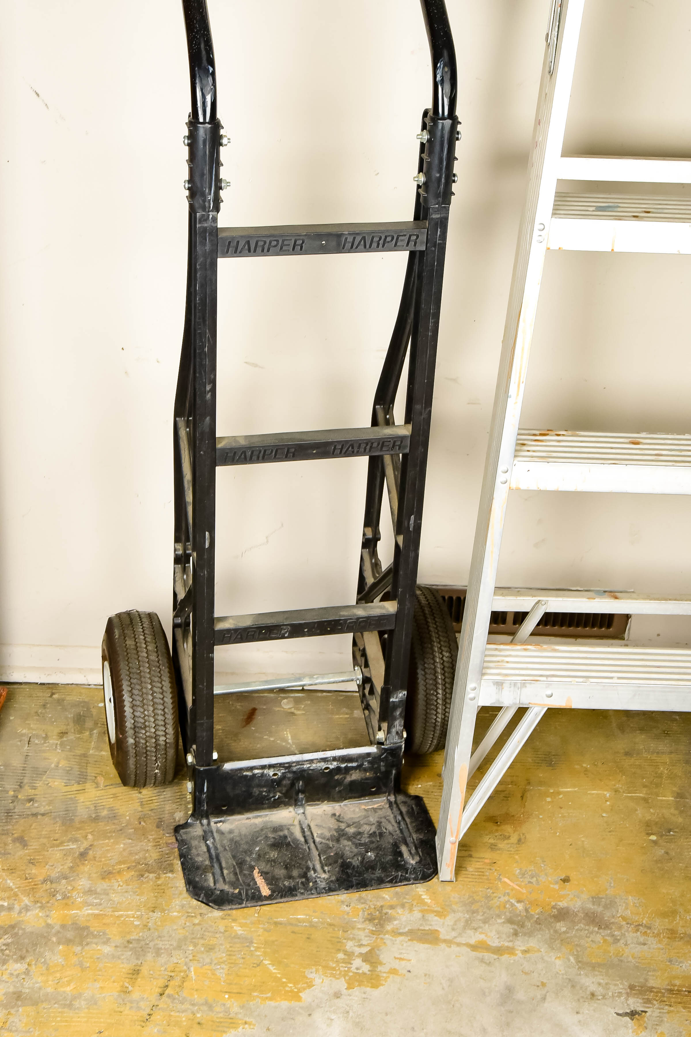 A Harper Hand Truck with Two Ladders