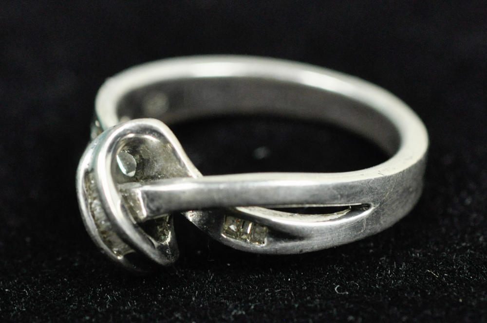Twisted Form Sterling and Diamond Ring
