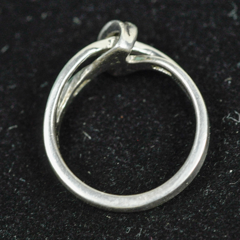 Twisted Form Sterling and Diamond Ring