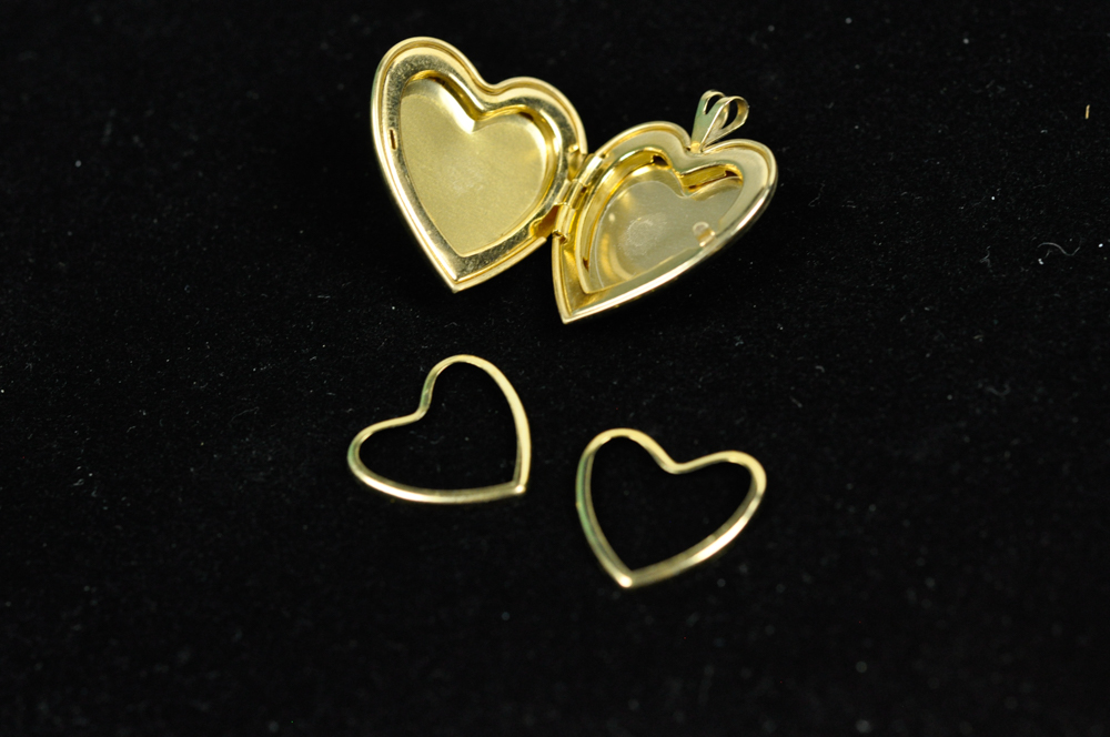 Gold Filled Heart Locket with Etched Floral Detail