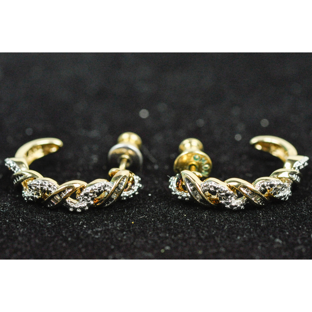 Vermeil and Baguette Diamond Earrings